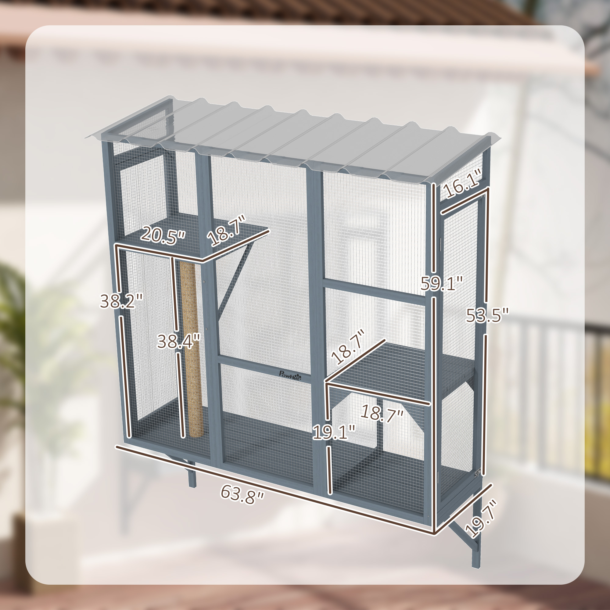  Catio Outdoor, Window Catio for 2-3 Large Indoor Cats w/ 2 Jumping Platforms, Scratching Post, for Playing, Napping