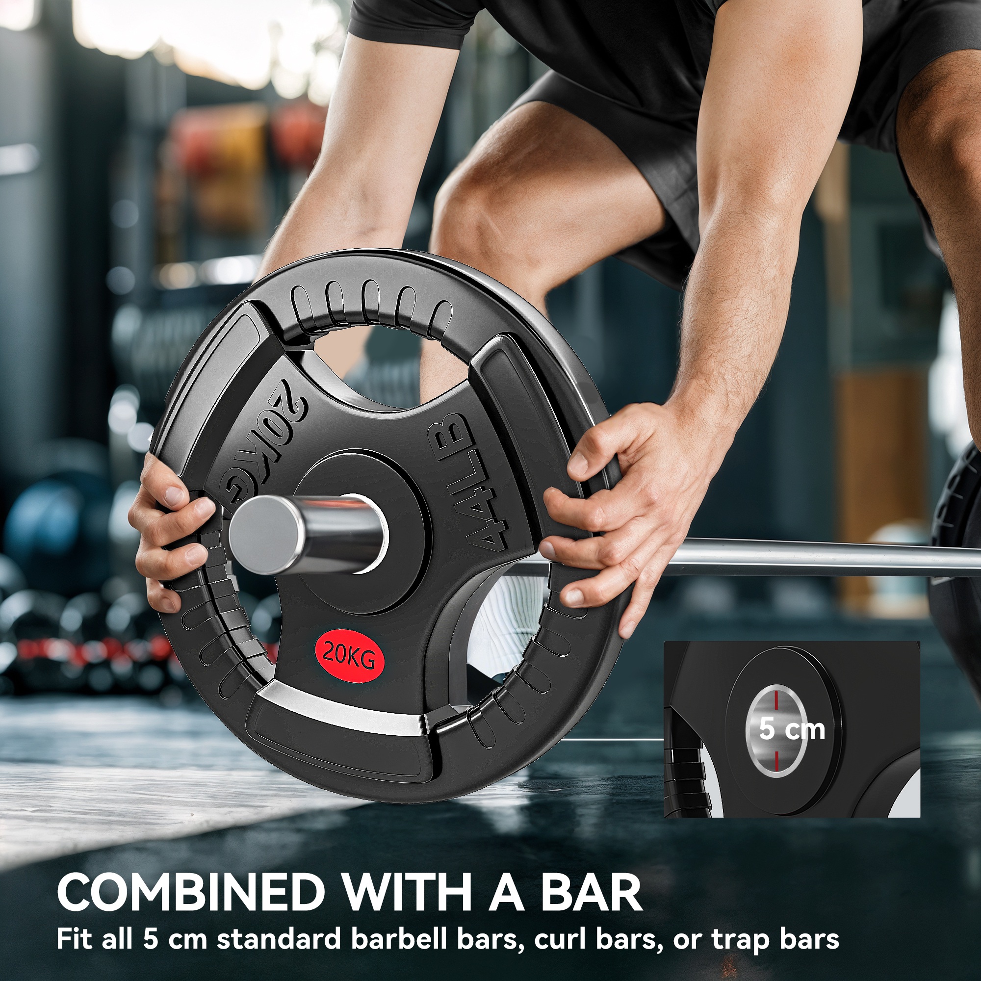 SPORTNOW plaque de poids olympique, disque de poids de 2"/5 cm avec tri-grips – Image 4