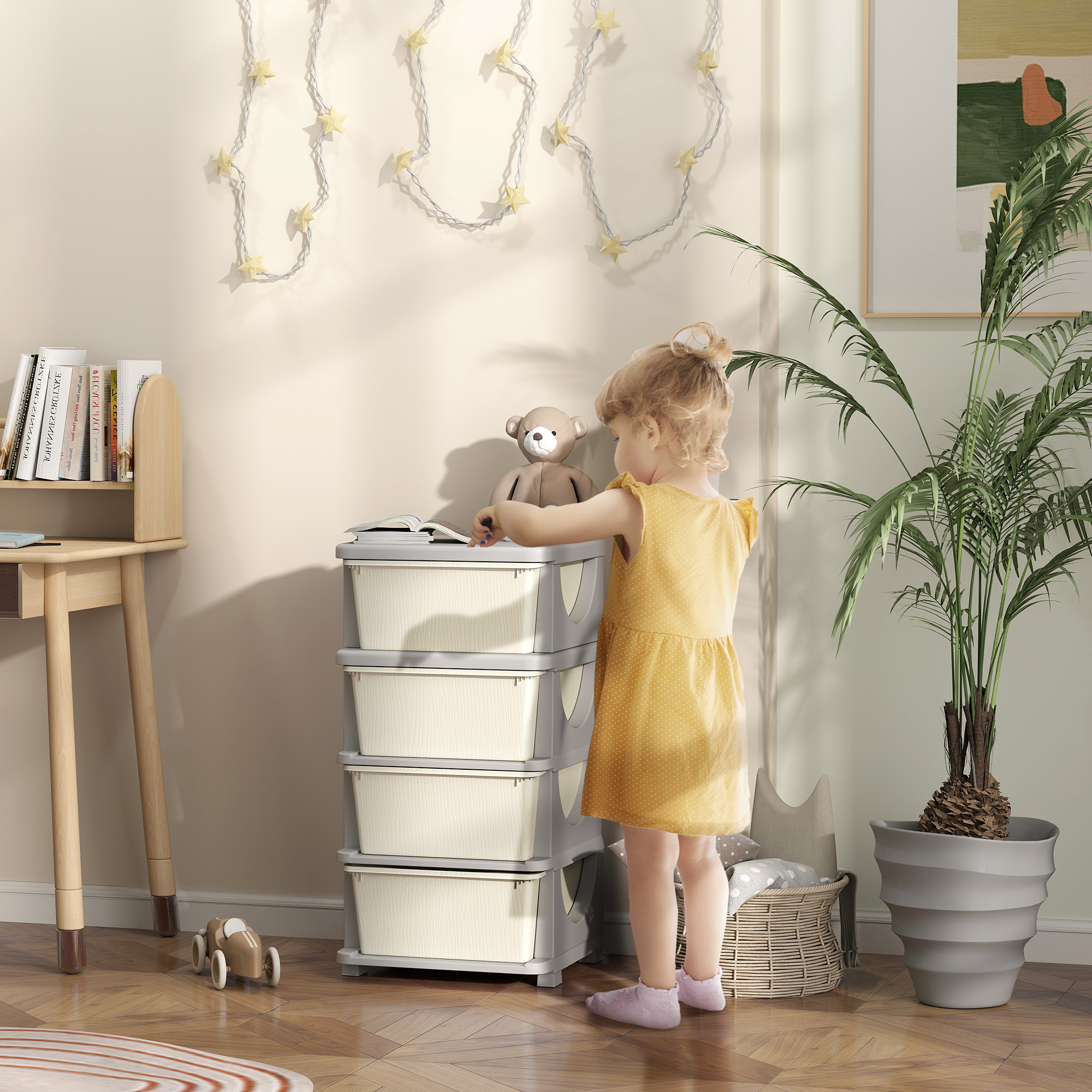 Four-Tier Kids Storage Boxes, With Four Drawers - White — image 4