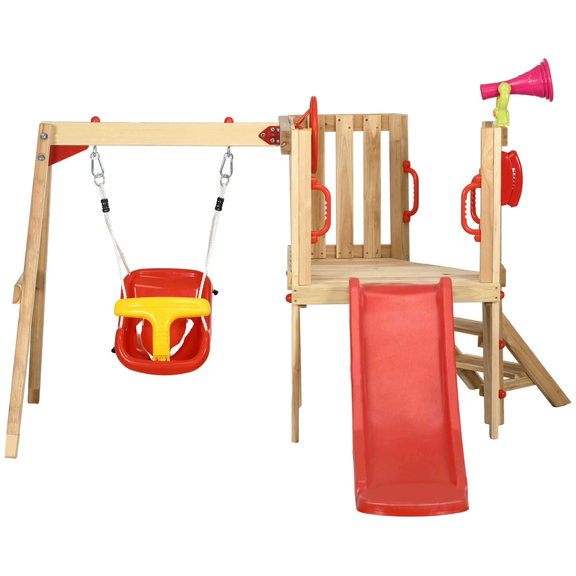 4-in-1 Wooden Swing Set with Swing