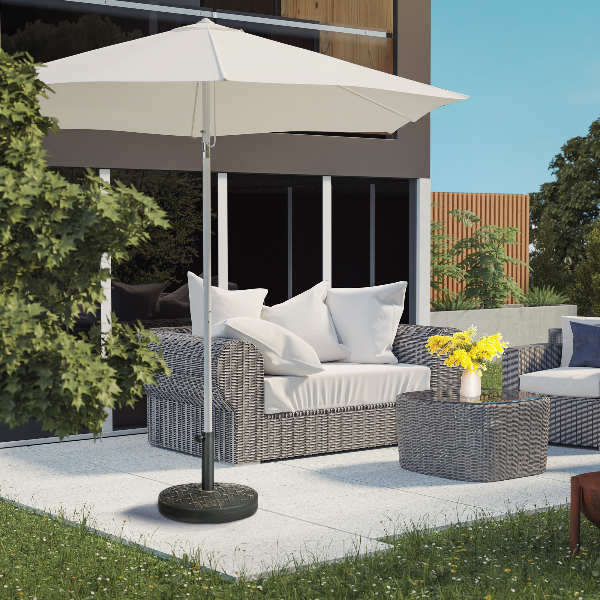 Concrete Umbrella Base, 40 lbs. Heavy Duty Umbrella Stand with Metal Umbrella Holder for Outdoor, Lawn, Deck, Bronze