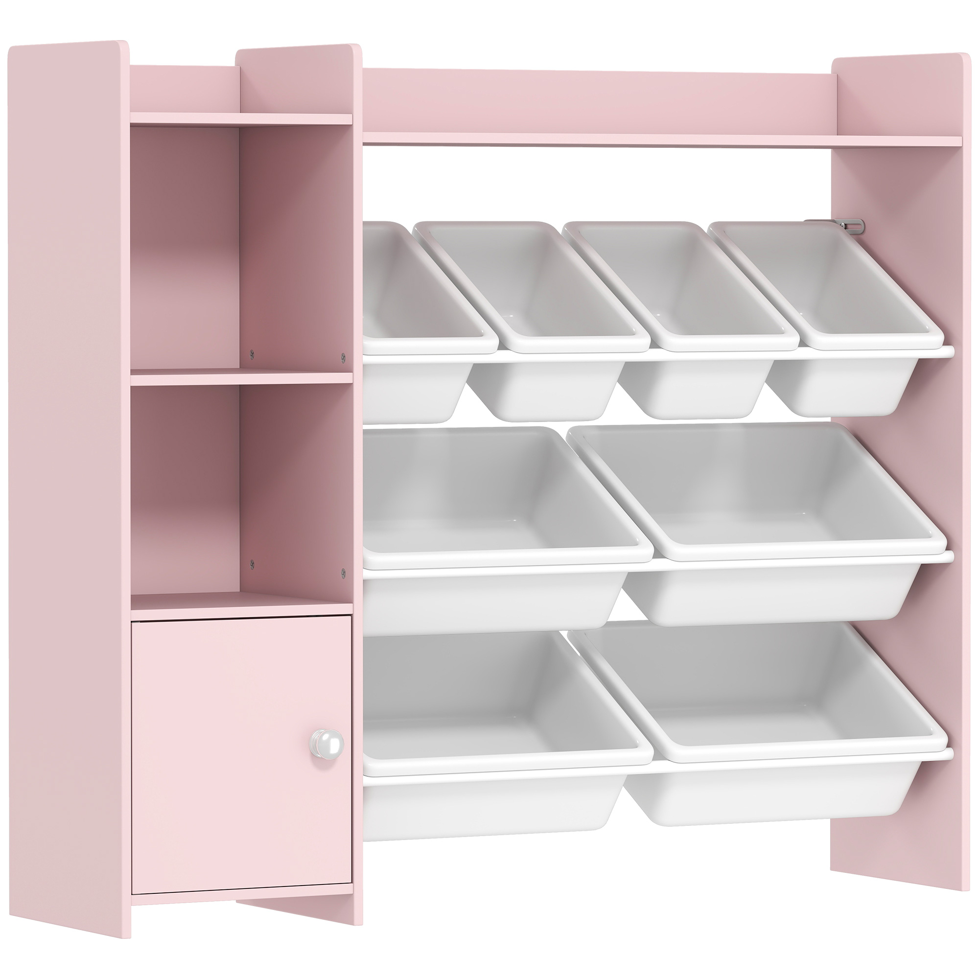 Toy Storage Unit With 8 Removable Bins, Shelves, Cabinet, Pink — image 3