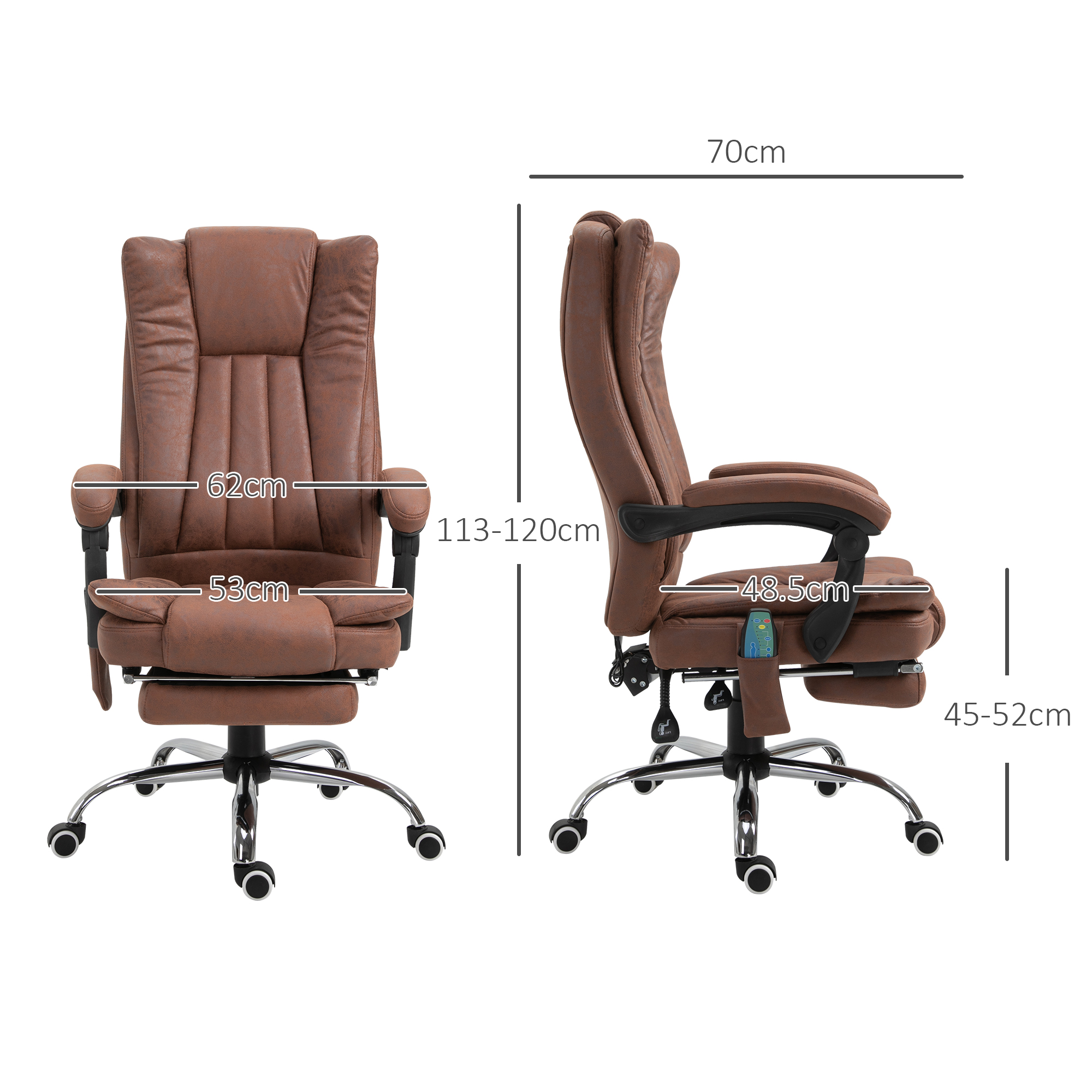 Vinsetto Office Chair With Massage And Heat, Microfibre Reclining Computer Desk — image 2