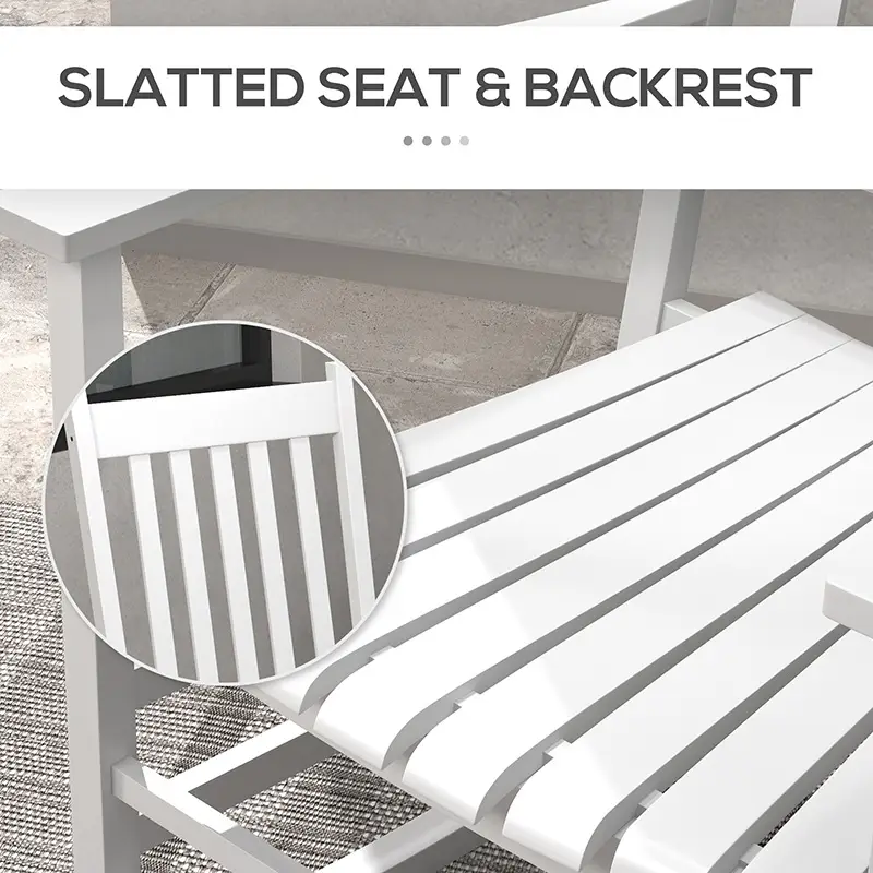 Outdoor Rocking Chair Set of 2 with Side Table, Patio Wooden Rocking Chair with Smooth Armrests, High Back for Garden, Balcony, Porch, Supports Up to 352 lbs. ,