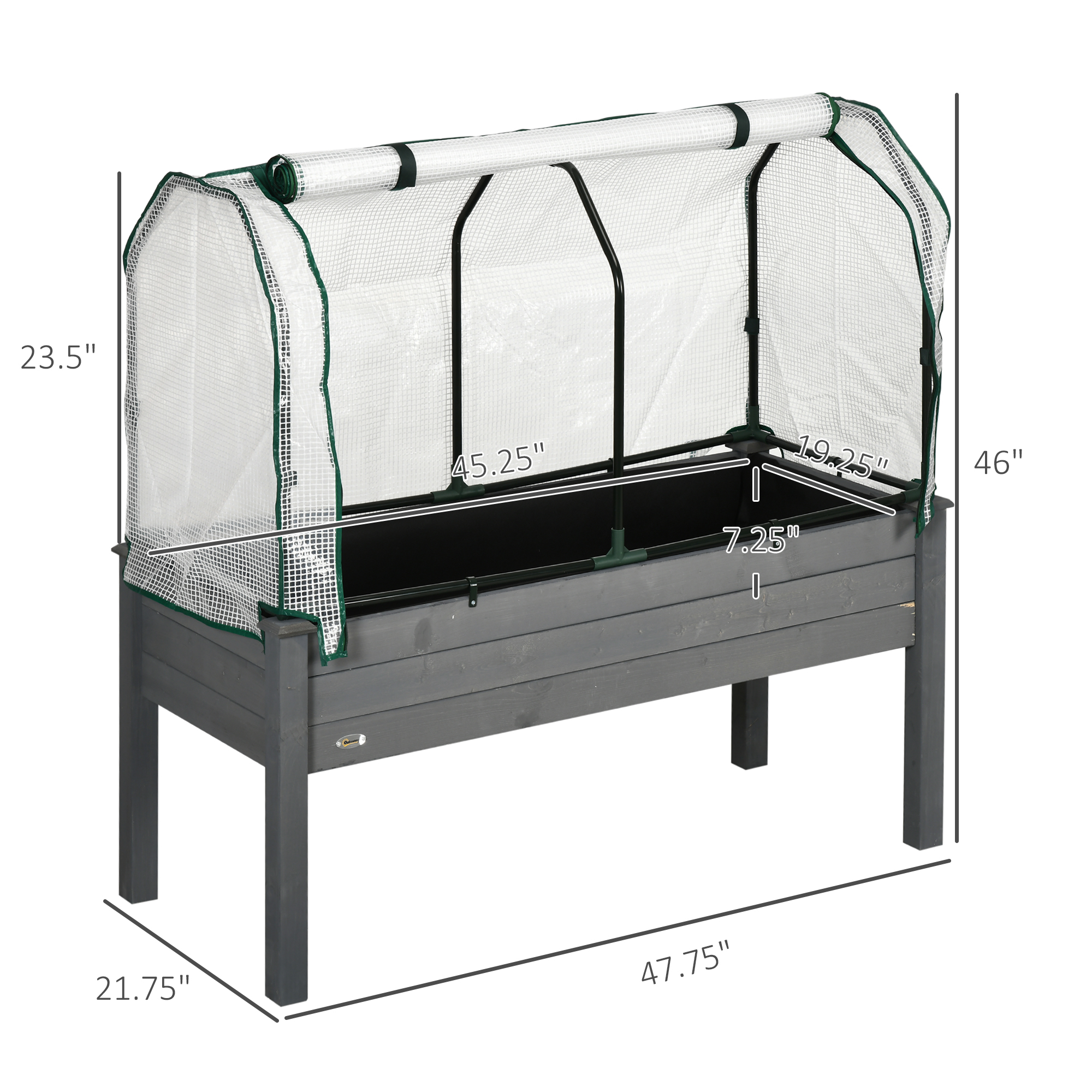 Raised Garden Bed with PE Greenhouse Cover Outdoor Planter Box for Herbs and Vegetables, 48 x 22 x 46… image 2