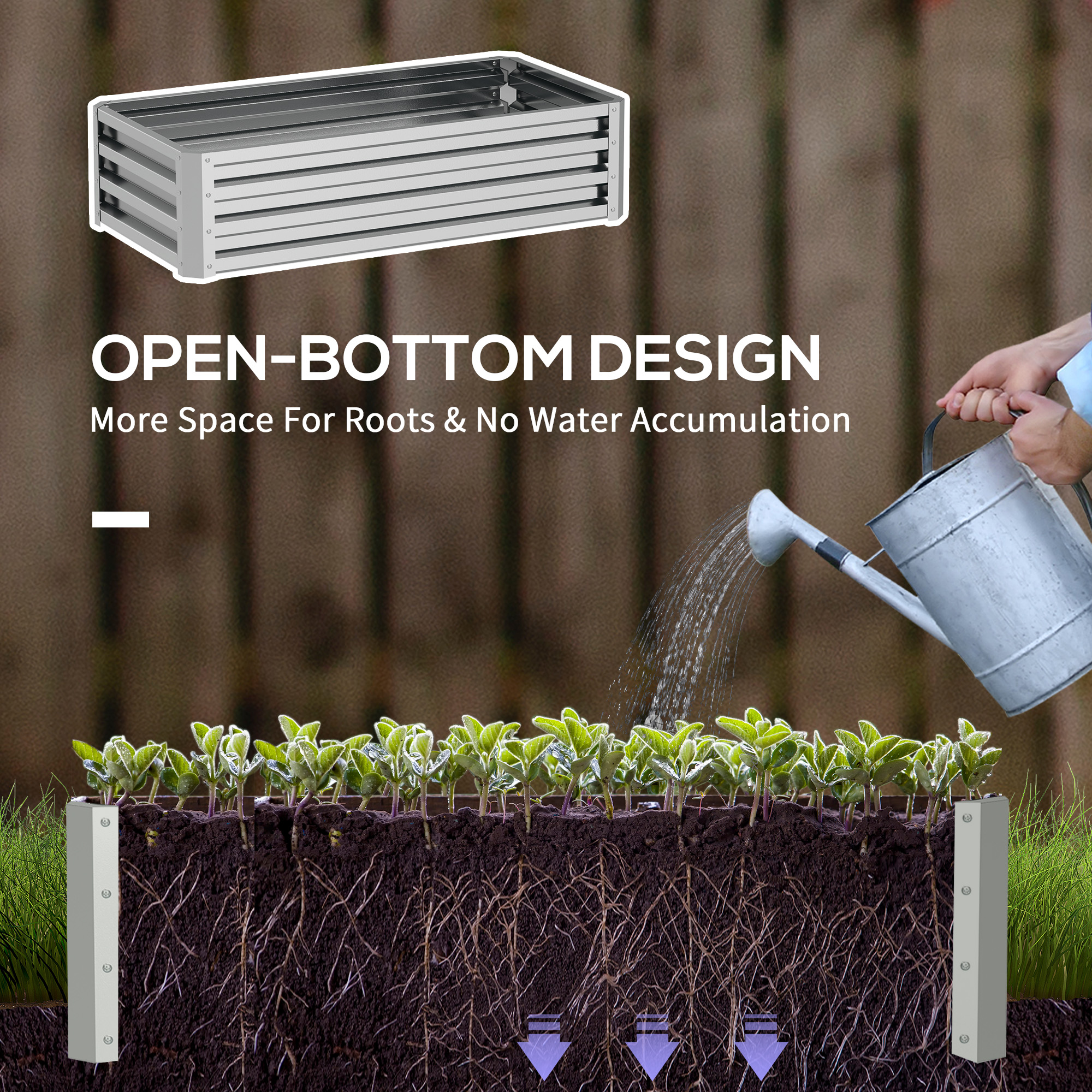 Raised Beds For Garden, Galvanized Outdoor Planters, Herbs And Vegetables, Use — image 2