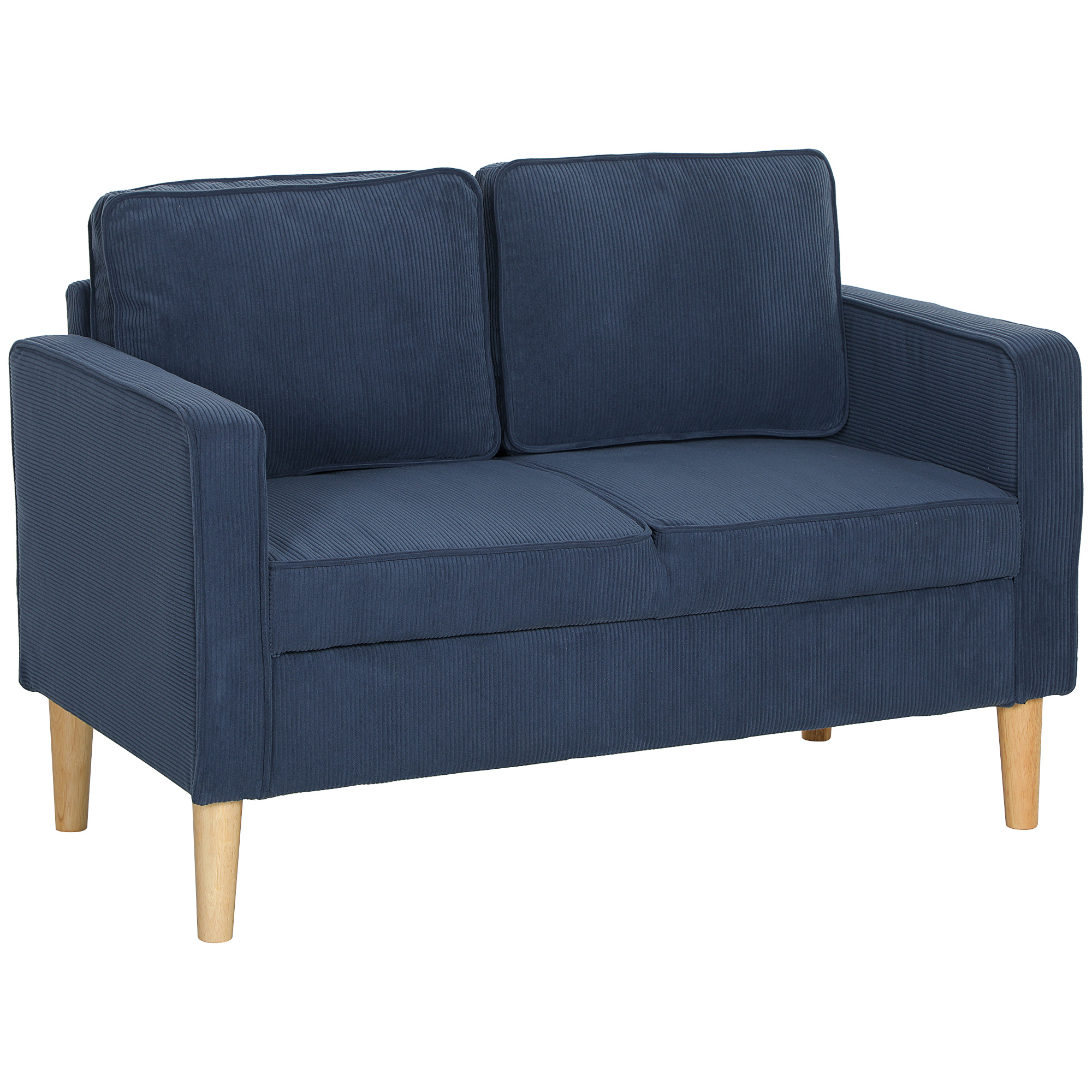 Small Two-Seater Corduroy Sofa - Blue — image 3