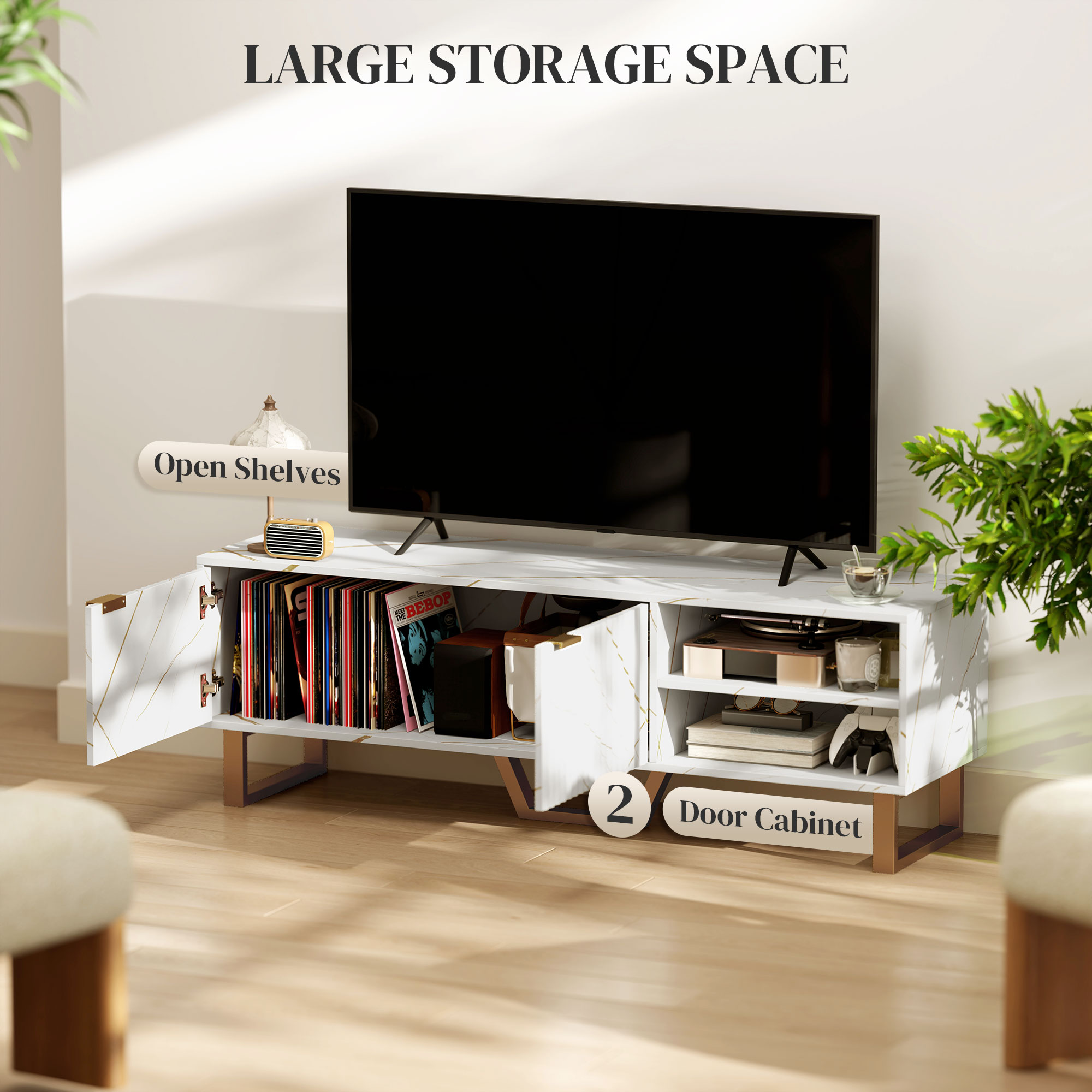 Marble Effect TV Unit, TV Stand Cabinet For Up To 70" TVs, Modern TV — image 5