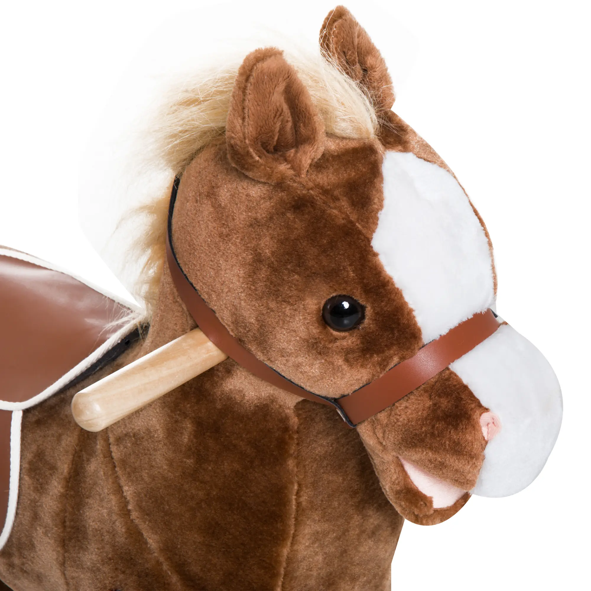 Kids Ride on Rocking Horse Toddler Plush Toy with Realistic Sounds for 3 Years Old Children - Brown