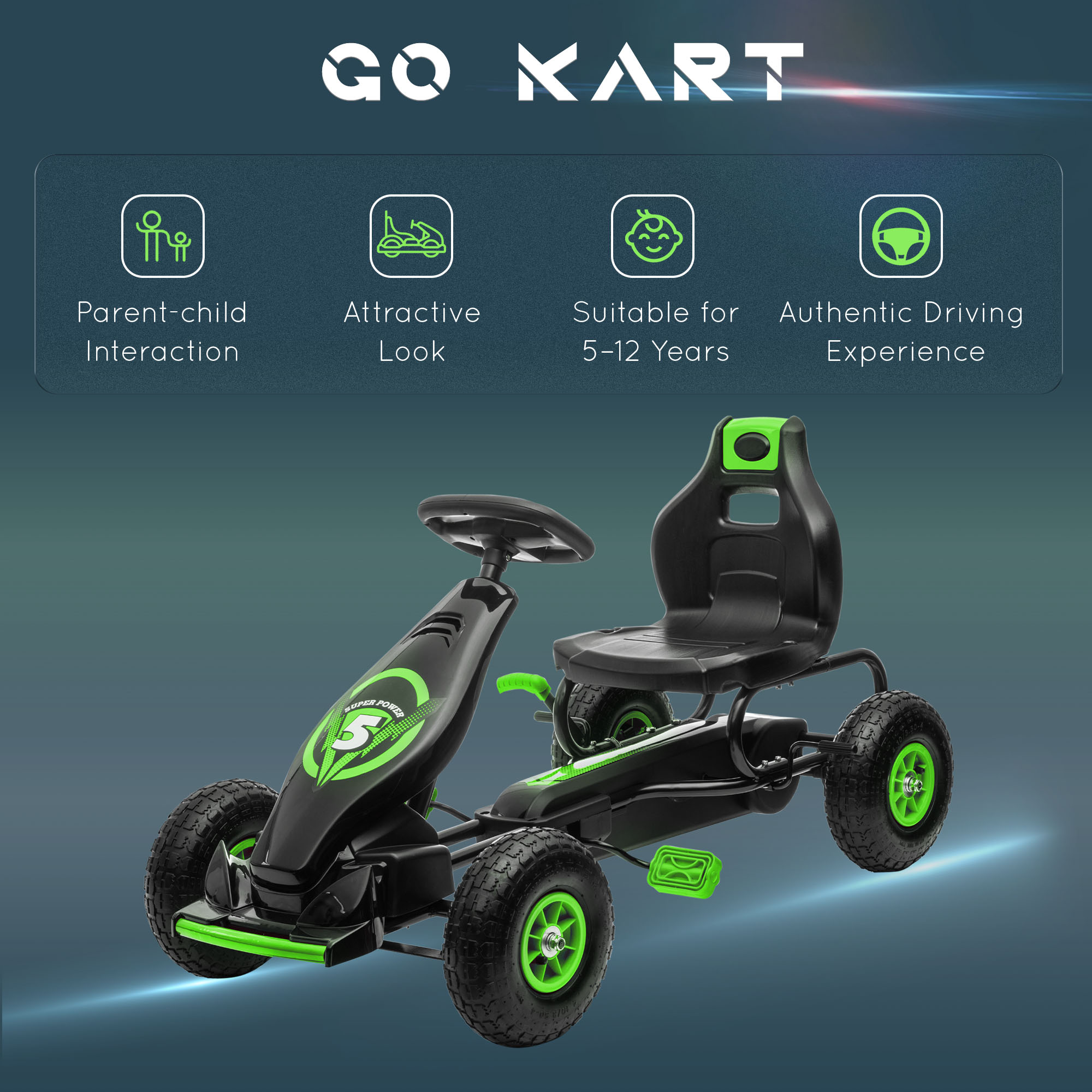 Ergonomic Pedal Go Kart Kids Ride-on Toy with Tough, Wear-Resistant Tread for Boys & Girls, Ages 5-12… image 7
