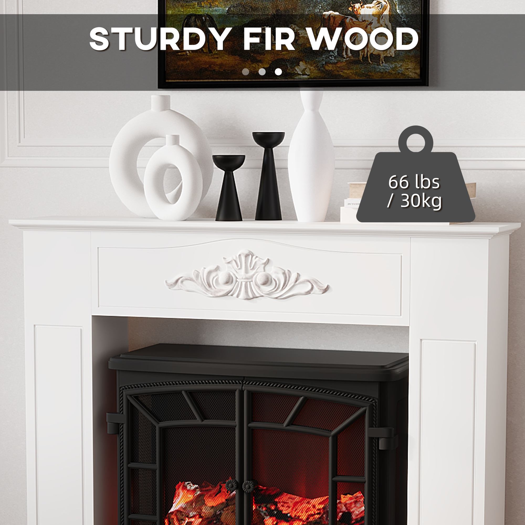 Freestanding Fireplace Surround, Modern Fireplace Mantel with Leg for Electric Fireplaces, 44.7" W x 40"… image 4
