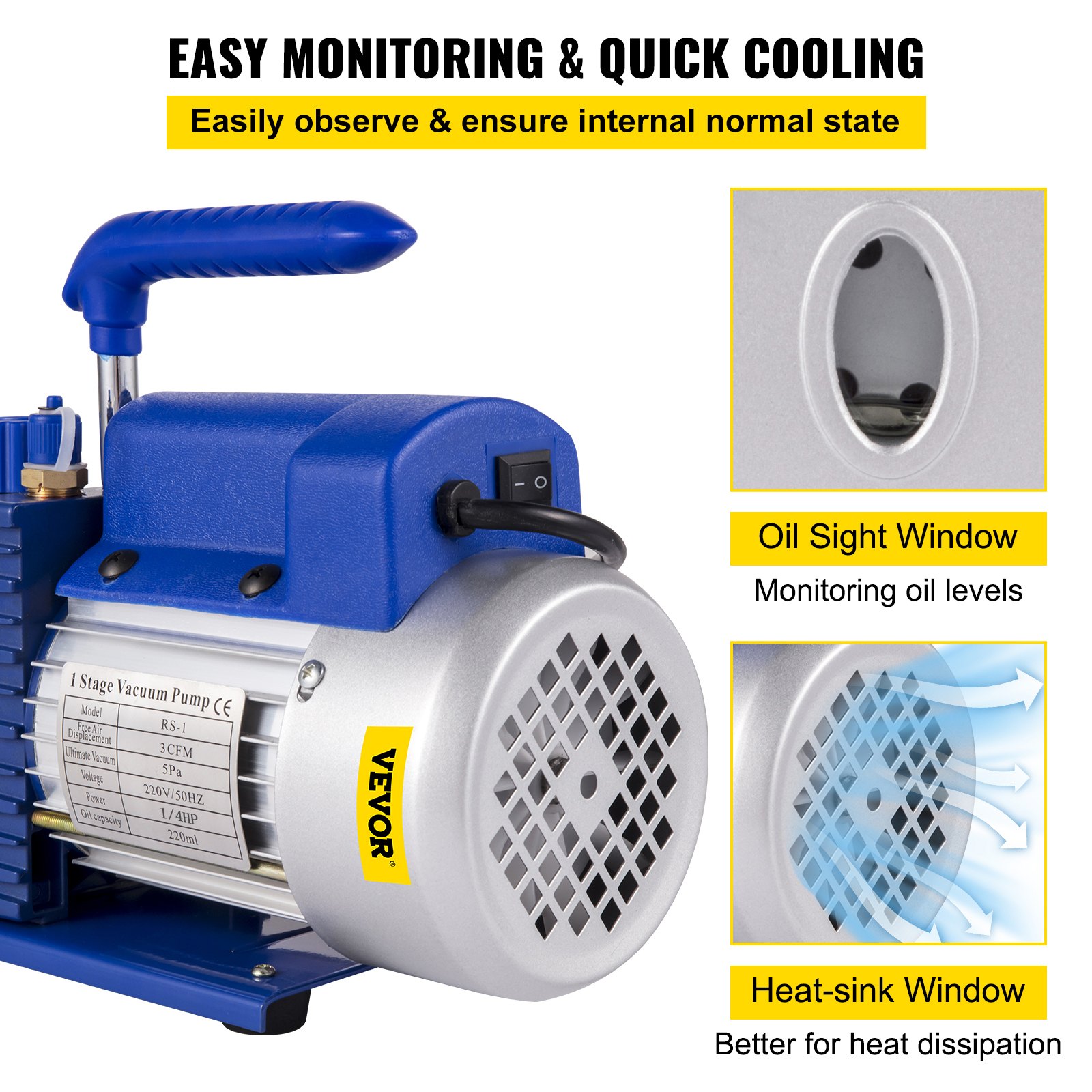 3CFM Vakuumpumpe,1/4HP Vakuumpumpe Unterdruckpumpe, 220 V Unterdruckpumpe Vakuumgeräte Pumpe, 50HZ Unterdruckpumpe Vakuumgeräte Pumpe 5