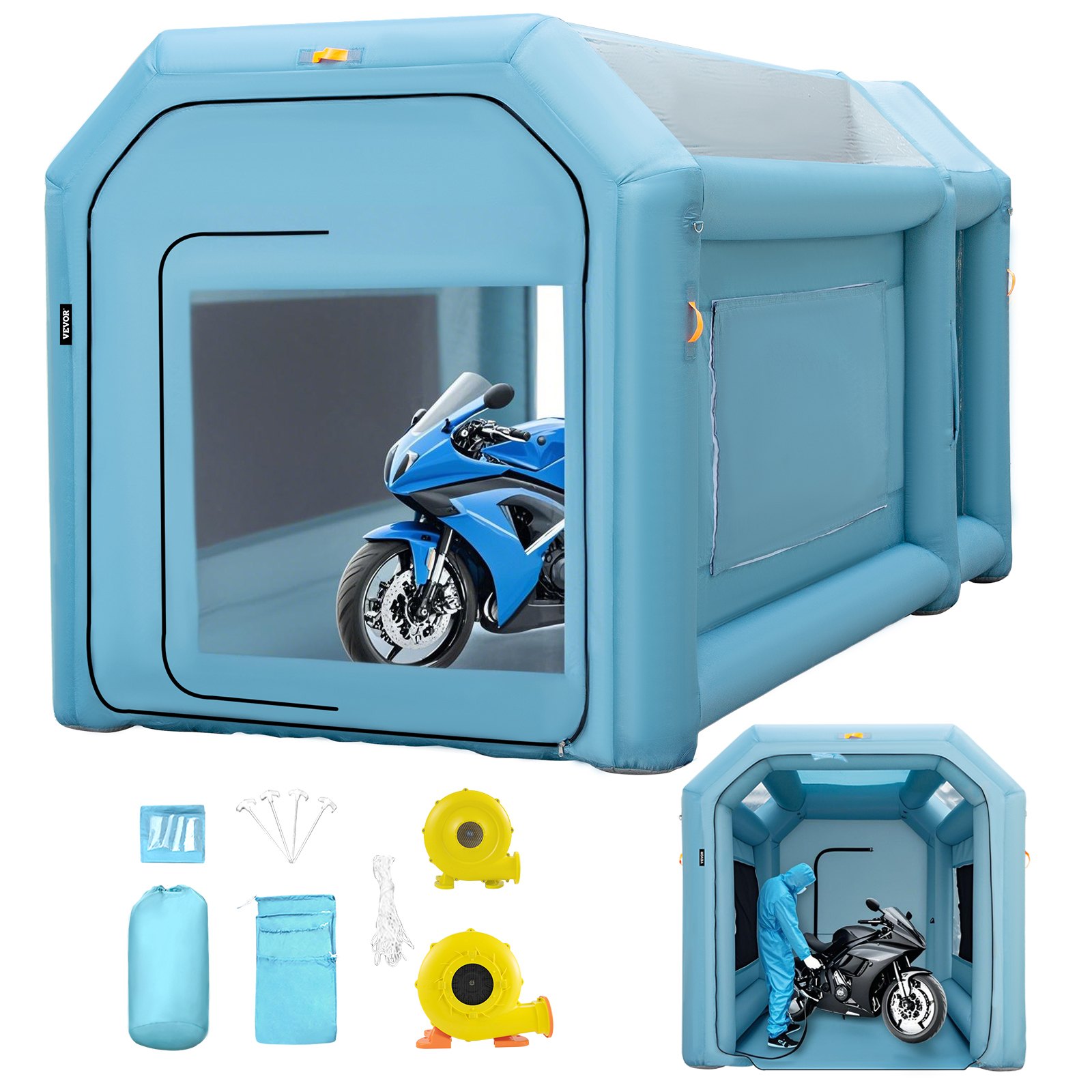 Aufblasbare Lackierkabine Zelt 4x2,5x2,5m Sprühkabine Zelt Aus 210D Oxford-Gewebe PVC Auto Lackierkabine Mit Inflations-/Belüftungsgebläse Ideal Für Lackierung Und Reparatur Von Autoteilen - Image 1