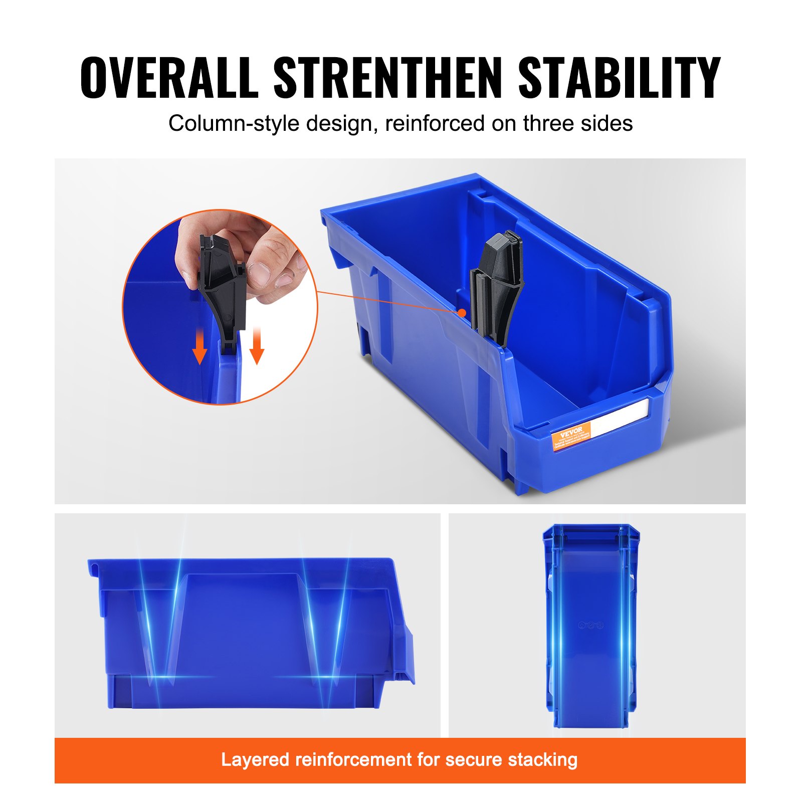 12er-Set Sichtlagerboxen Stapelboxen Stapelkisten Lagerkästen Blau/Rot_voghion.com