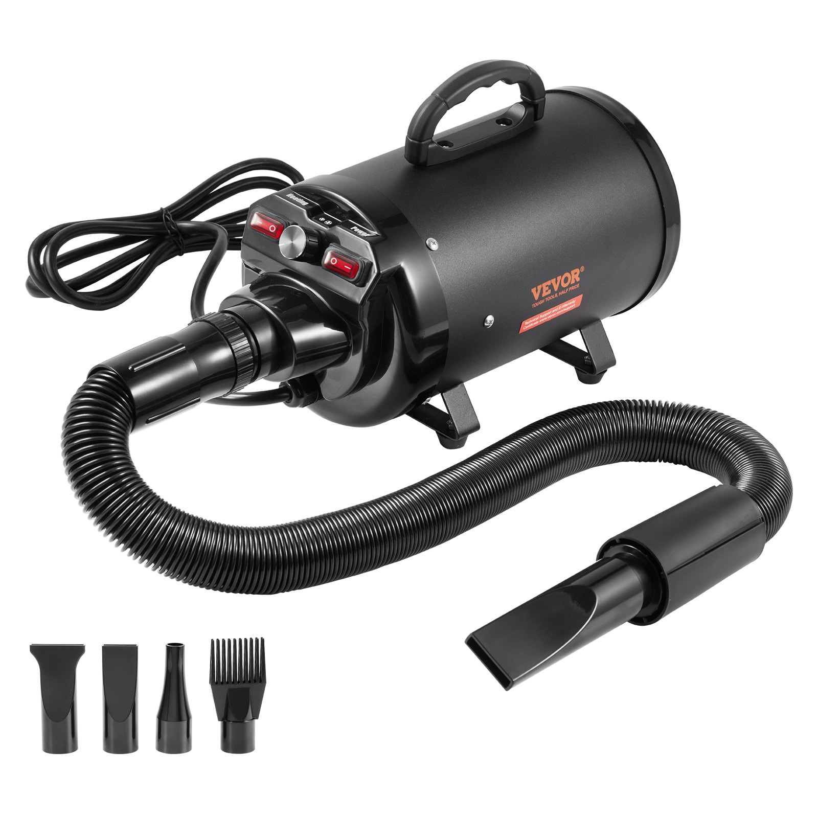 Hundefön 2000W Hundetrockner 70m/s Windgeschwindigkeit Tierfön Hundepflege-Trockner-Gebläse Mit 4 Düsen & Elastischem Schlauch 29,4-57,2°C Temperaturbereich Haartrockner Für Haustiere - Image 1