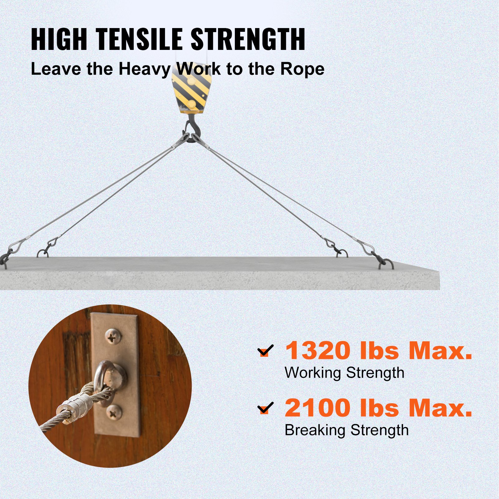 VEVOR T316 Edelstahl-Drahtseil, hochfestes, flexibles Edelstahlseil, Außendurchmesser 3,2 mm, 11,14 kN, Seilgeländer (300 m)_voghion.com