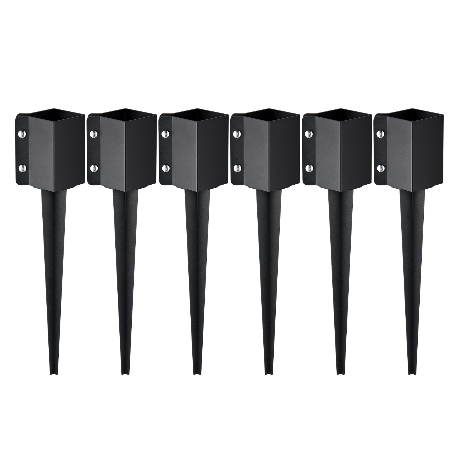 Ground Anchor For Fence Posts Black Powder Coated 6 Pack_voghion.com