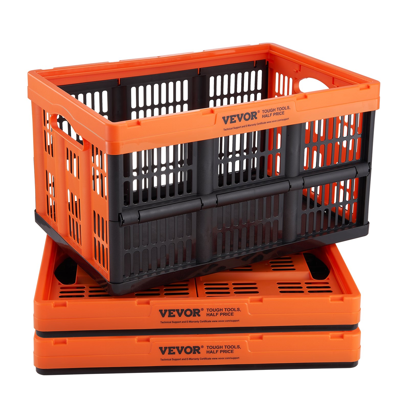 3er-Pack 45-Liter-Profi-Faltboxen, PP-Material, faltbare Transportbox mit Griff, stapelbar für Aufbewahrung und Transport, Orange_voghion.com