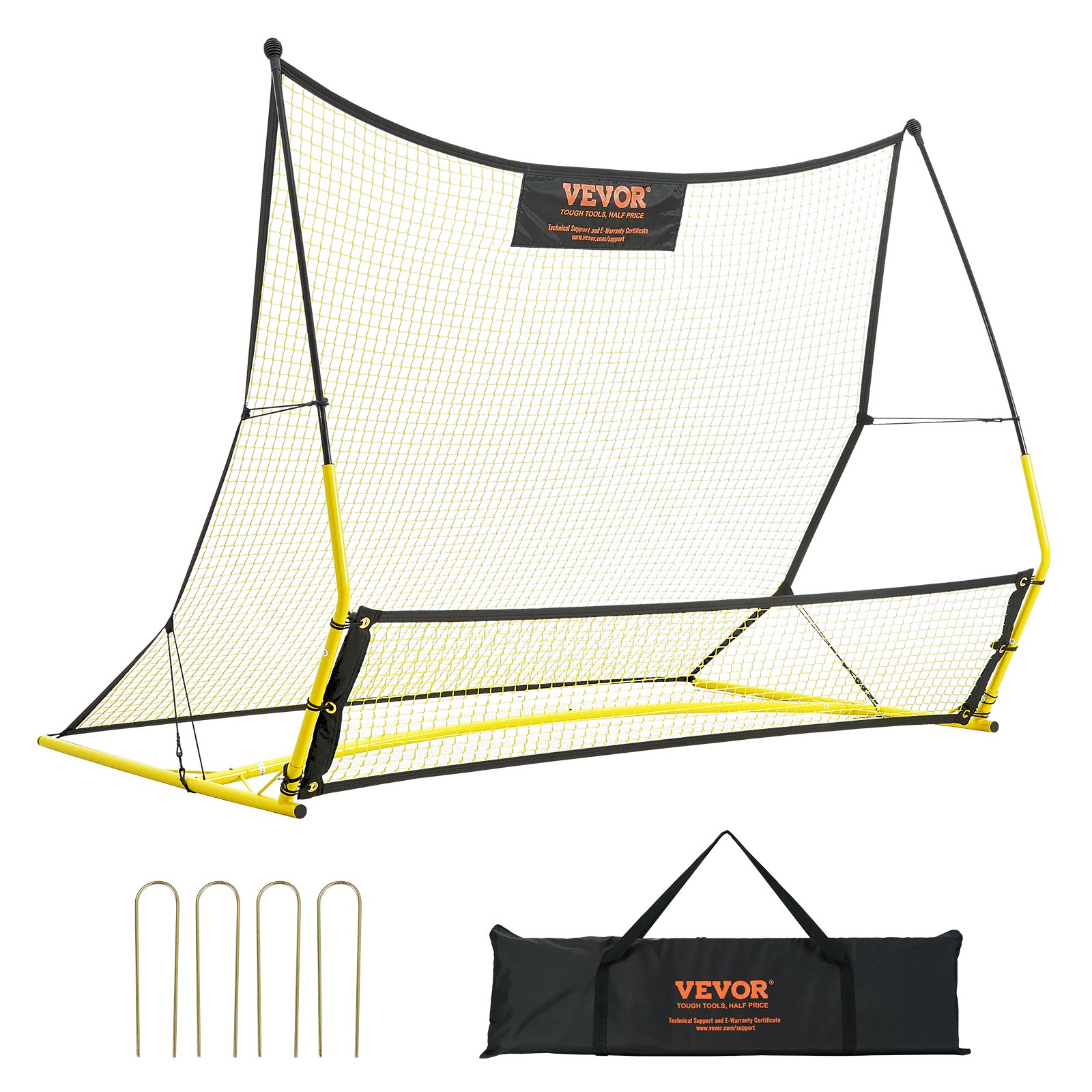 2 In 1 Fußball Rebound Doppelte Netze Tragbares Prellwand Fußball 25,4 x 25,4 mm, Rebounder Fußball Eisenrohr & PE-Netz Kinder & Jugendliche Verstellbar Fußballtor Rebounder Kicker Gelb_voghion.com