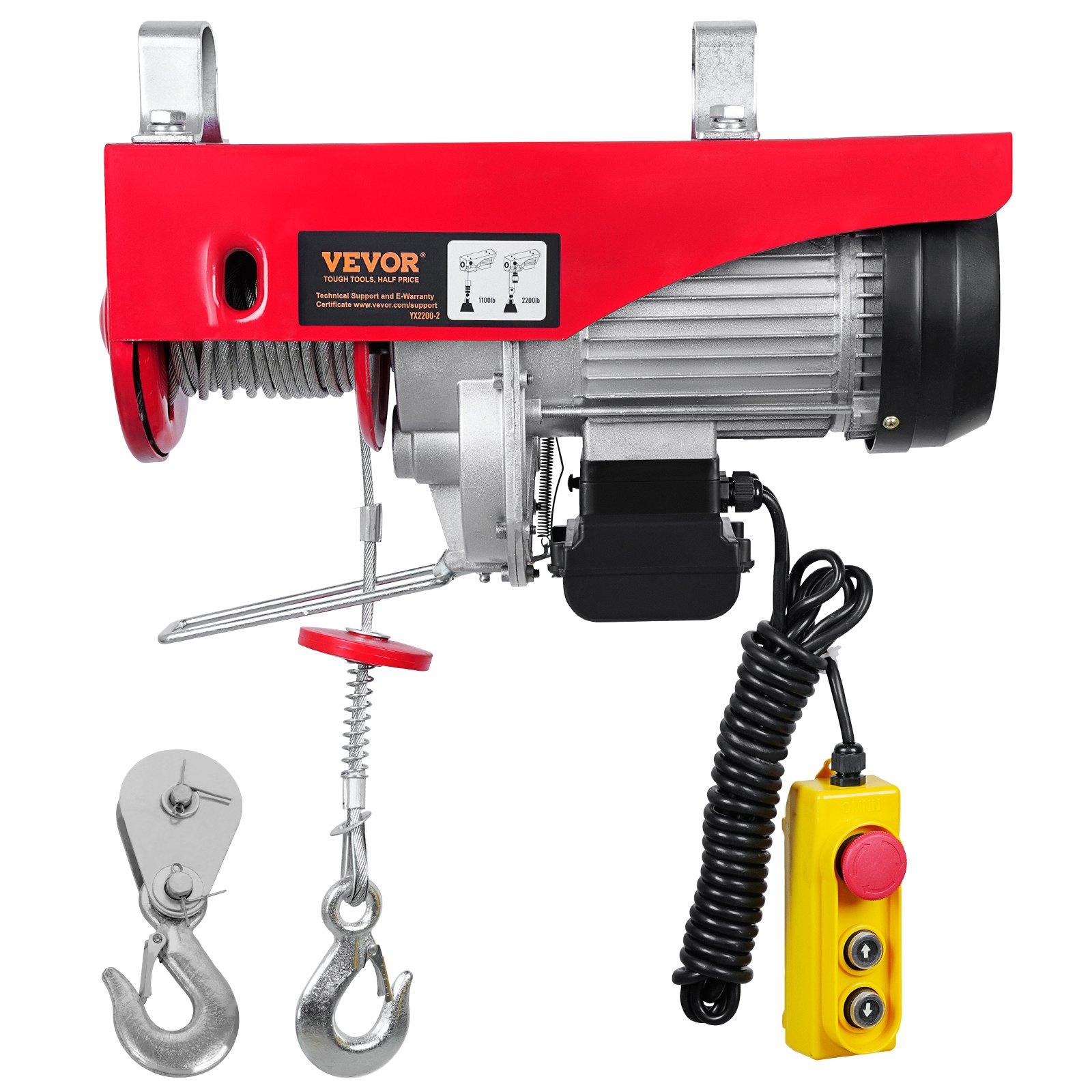Elektrischer Hebezeug, Tragfähigkeit 500 kg bis 1000 kg, 12 m Seillänge, 1600-W-Motor, Flaschenheber, Hubgeschwindigkeit 10 m/min, Kabelfernbedienung, Seilzug_voghion.com