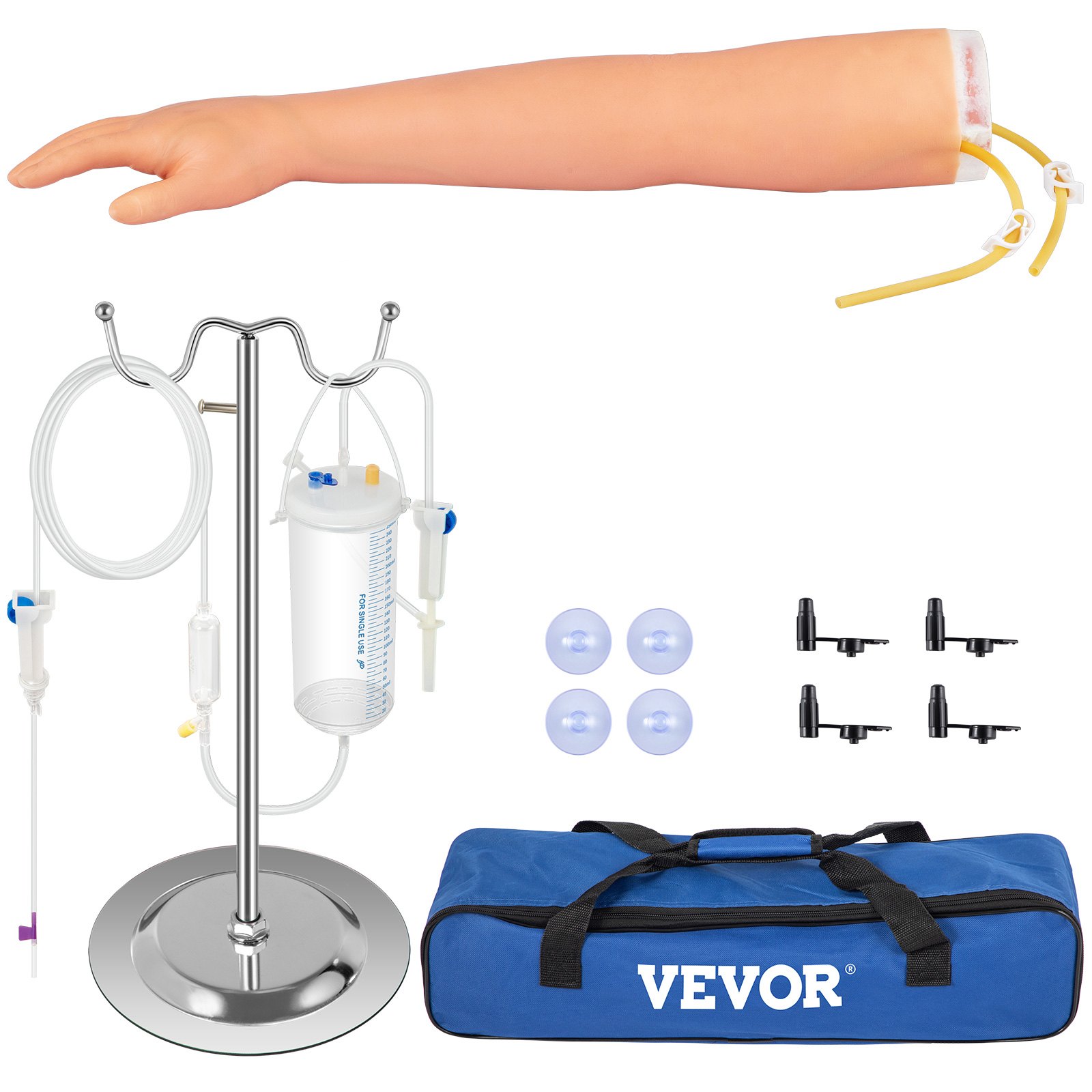 VEVOR Phlebotomie-Set, IV-Trainingsarm, 12-teiliges Phlebotomie-Übungsset, 40-70 cm Ständerhöhe, Trainingsarm für intravenöse Injektionen_voghion.com