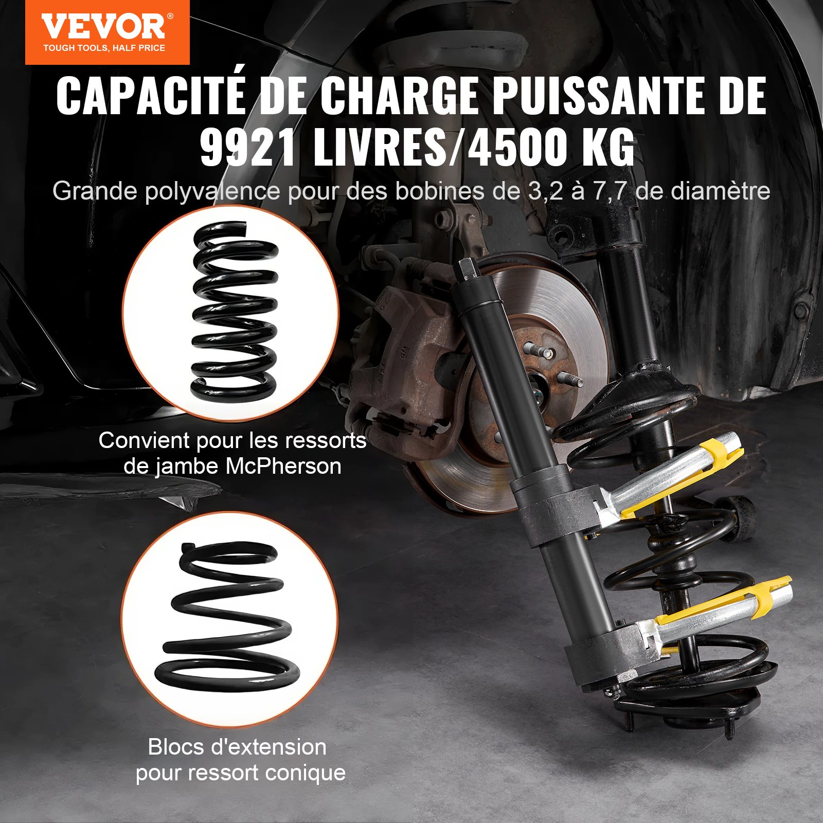 Federspanner Satz- Fahrwerksfeder Kompatibel Mit 22 MmStecknuss Universal Federspanner 4500kg Tragfähigkeit KFZ Auto Profi Feder Spanner Stoßdämpfer Werkzeug Federbeine