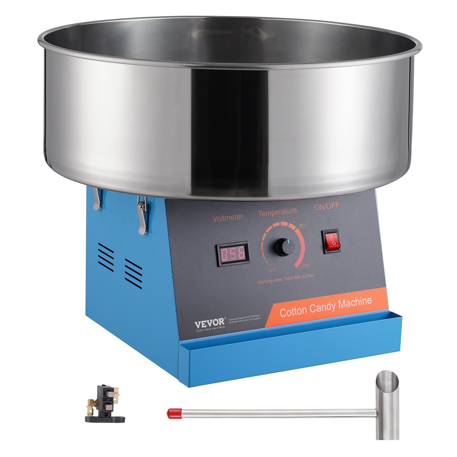 Gewerbliche Zuckerwattemaschine – 1000-W-Elektro-Zuckerwattemaschine mit Edelstahlschüssel und -schaufel, ideal für Hauspartys und Familienfeiern_voghion.com