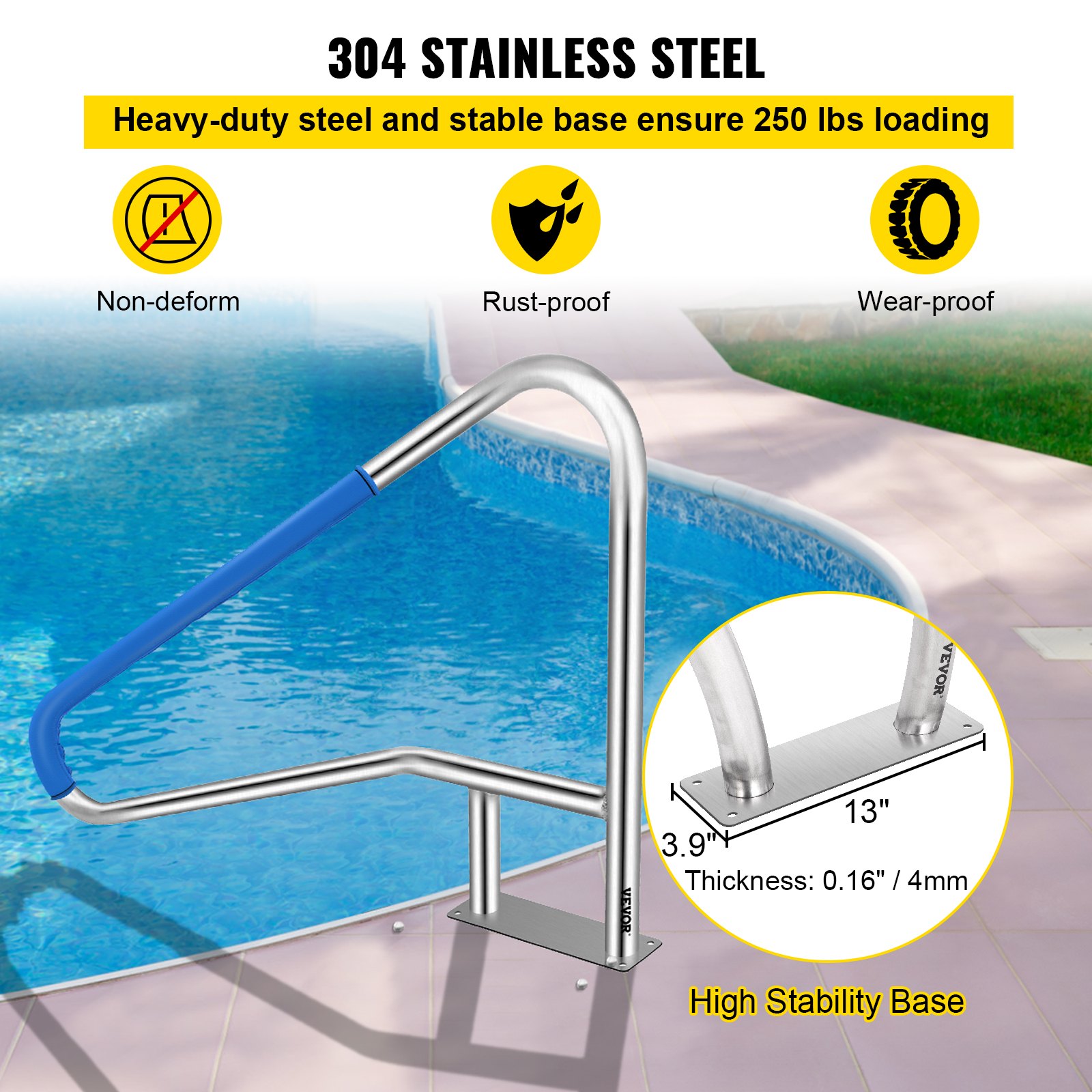 Edelstahl Pool Haltegriff Schwimmbad Handlauf Einstiegshilfe_voghion.com