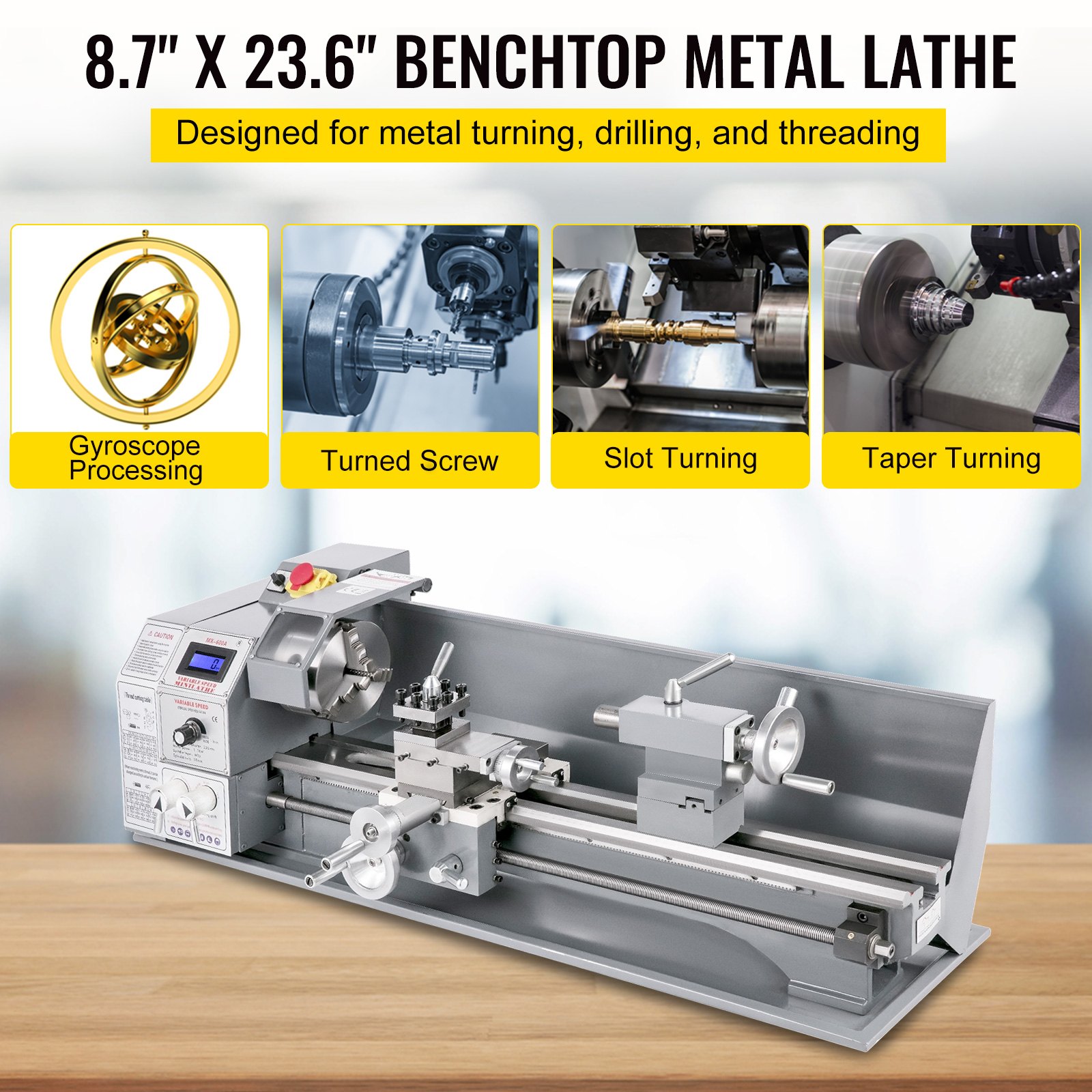 Mini Drehbank 220x600mm Drehmaschine Metall 750 W Mini Drechselbank Fßr Metallbearbeitung Drehbank Metall Präzise Einfach Zu Bedienen