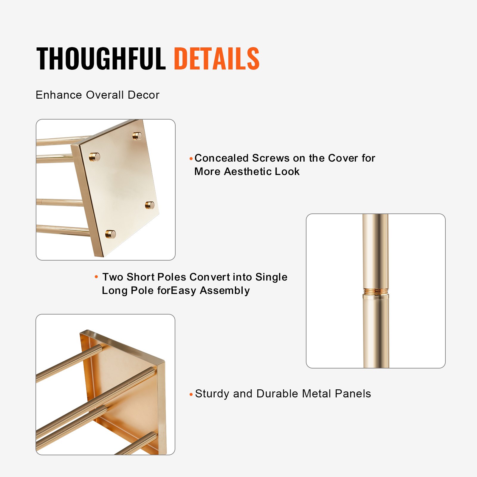 Blumenständer-Set – 4-teiliges quadratisches Blumenständer-Set, 20 x 20 x 60 cm, Beistelltisch aus Eisen, moderne goldverzinkte Pflanzenständer für Bars, Hotels, Cafés_voghion.com