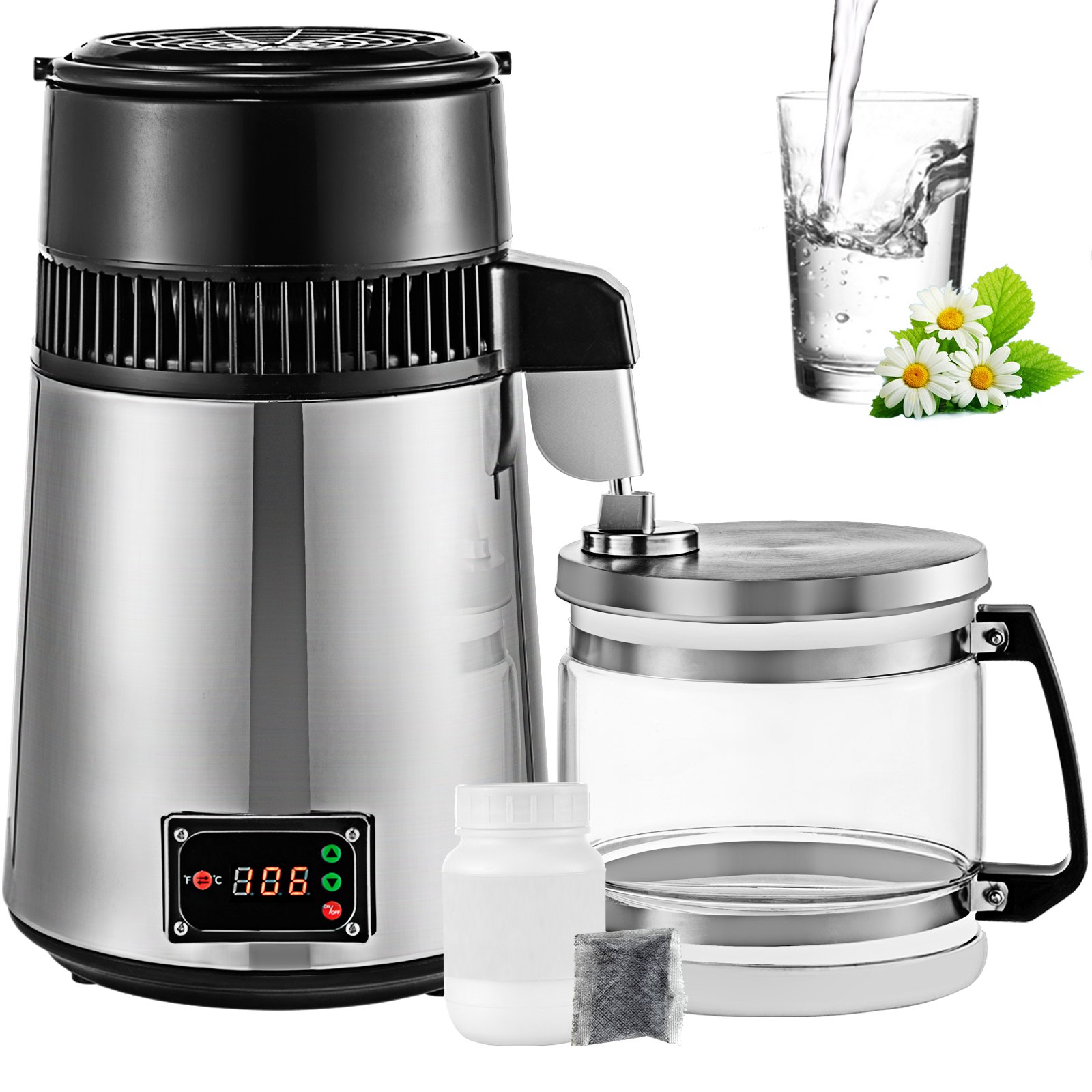 Wasser Destilliergerät SC-3 Profi Wasserdestiller Aus Edelstahl, 750 W Leistung Und 4 L Fassungsvermögen Wasserdestilliergerät, Für Labors, Krankenhäuser, Büros, Destillationseffizienz 1L / H - Image 1