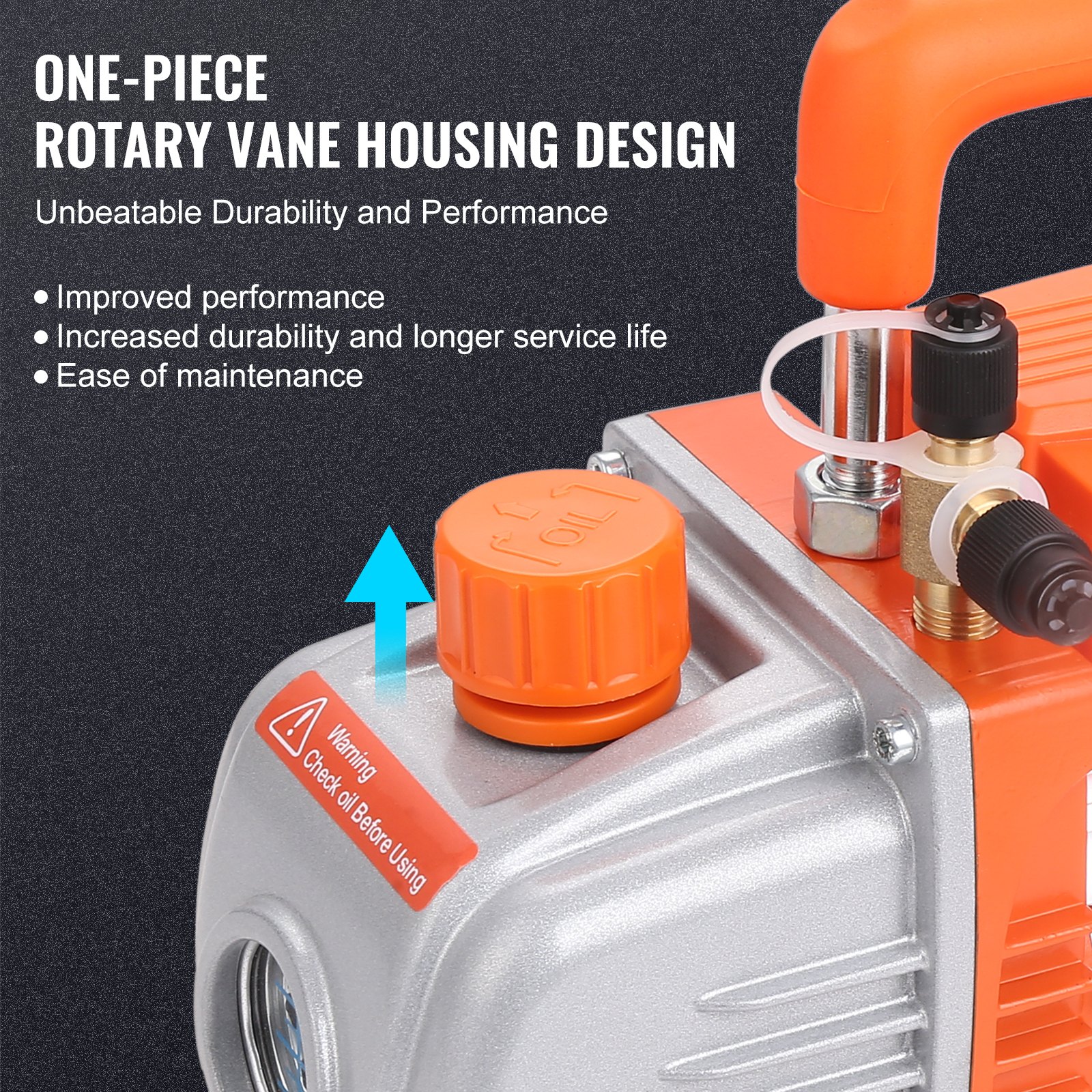 Vakuumpumpe 150W Unterdruckpumpe 1-stufig Klimaanlage Pumpe 100L/min Durchfluss 1440U/min Drehzahl 0,64/1,27cm SAE Einlass Vakuumgeräte 5Pa Motor Aus Reinem Kupfer HVAC/Auto Kältemittelaufladung