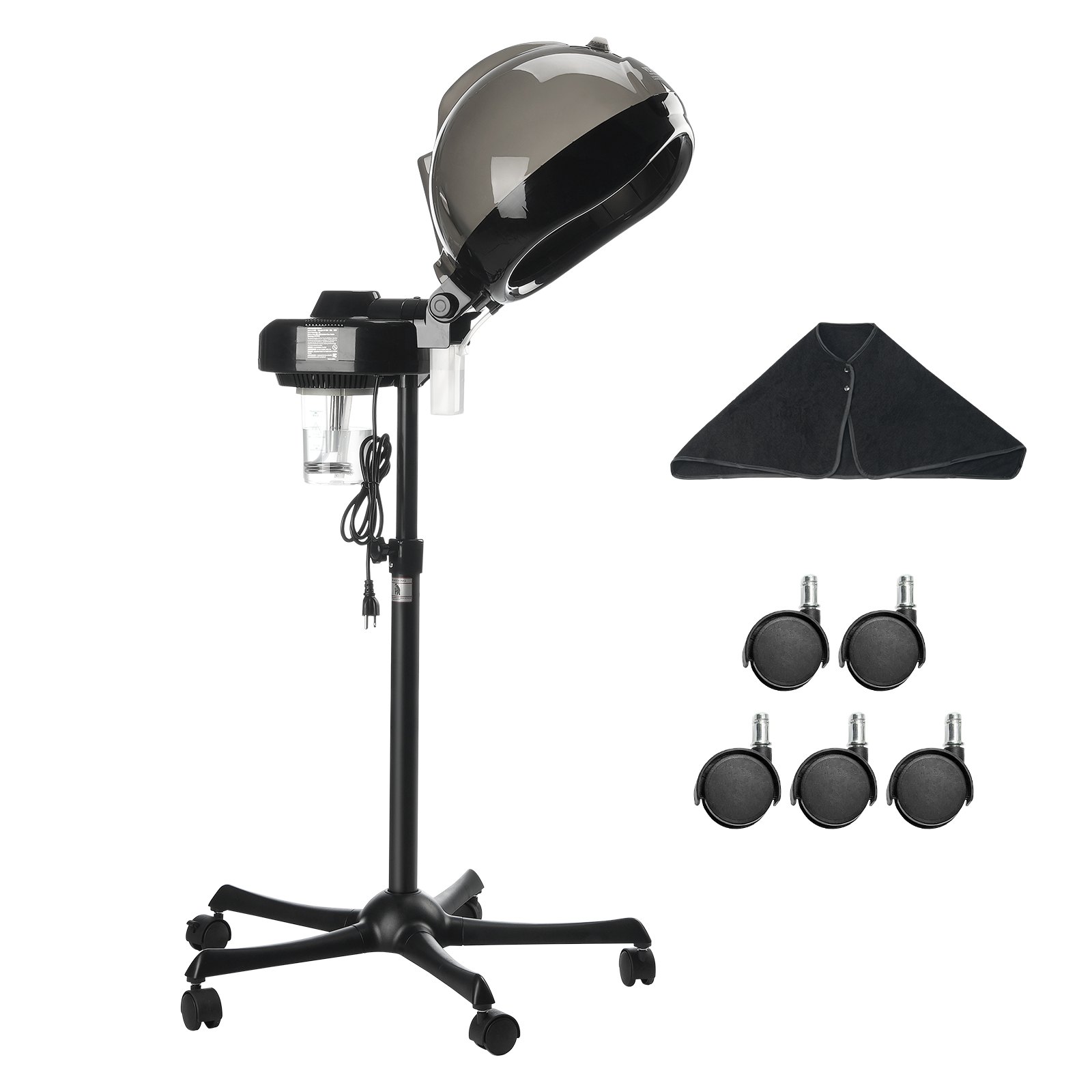 Professioneller Haardampfer Für Tiefenpflege, 11,81 Zoll Großer Ionen-Haardampfer Mit Haube Und 2 Modi, Höhenverstellbarer Stehender Haardampfer Mit Timer, 5 Räder (2 Feststellbar) Für Salon Home Spa