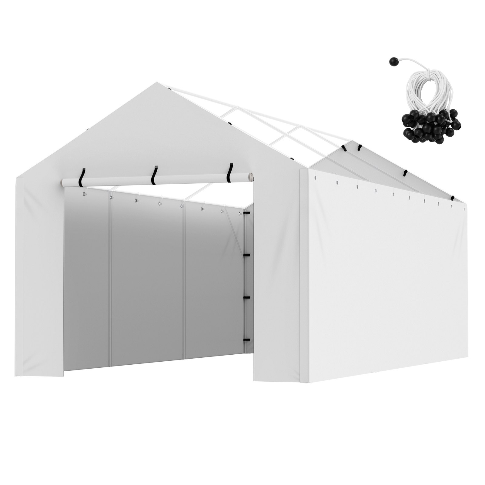 Carport Garagenzelt 3 X 6 M, Zeltgarage, Wasserdicht Und UV-geschützt, Schuppen Auto, Einfache Installation Mit Spanngurten, Weiß (Oberteil Und Rahmen Nicht Im Lieferumfang Enthalten) - Image 1