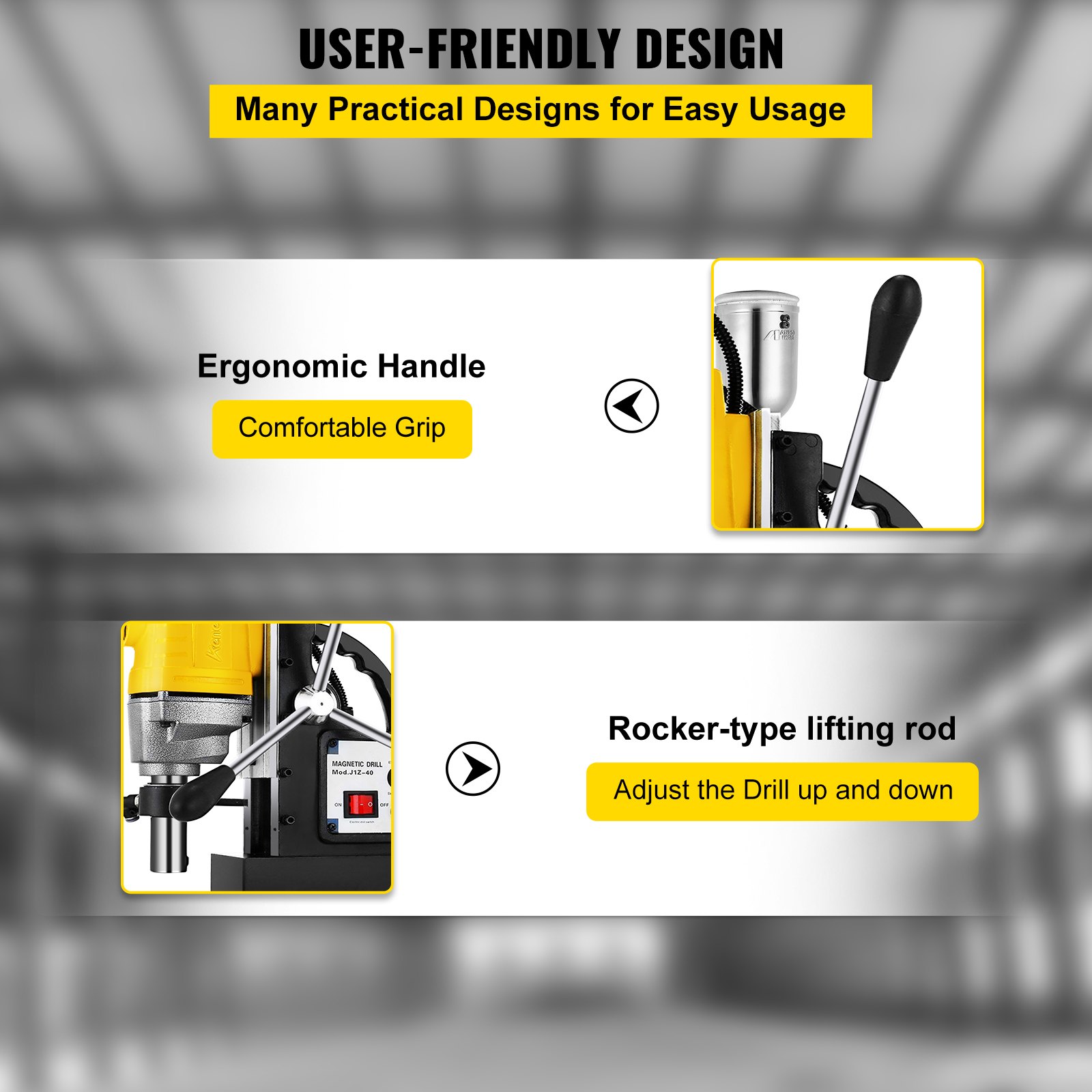1100 W Magnetbohrmaschine Mit 40mm Bohrdurchmesser MD40 Magnetbohrmaschine 12000 N Magnetkraft Magnetbohrsystem 670 U/min Mit 6-teiligem HSS-Ringschneider-Set