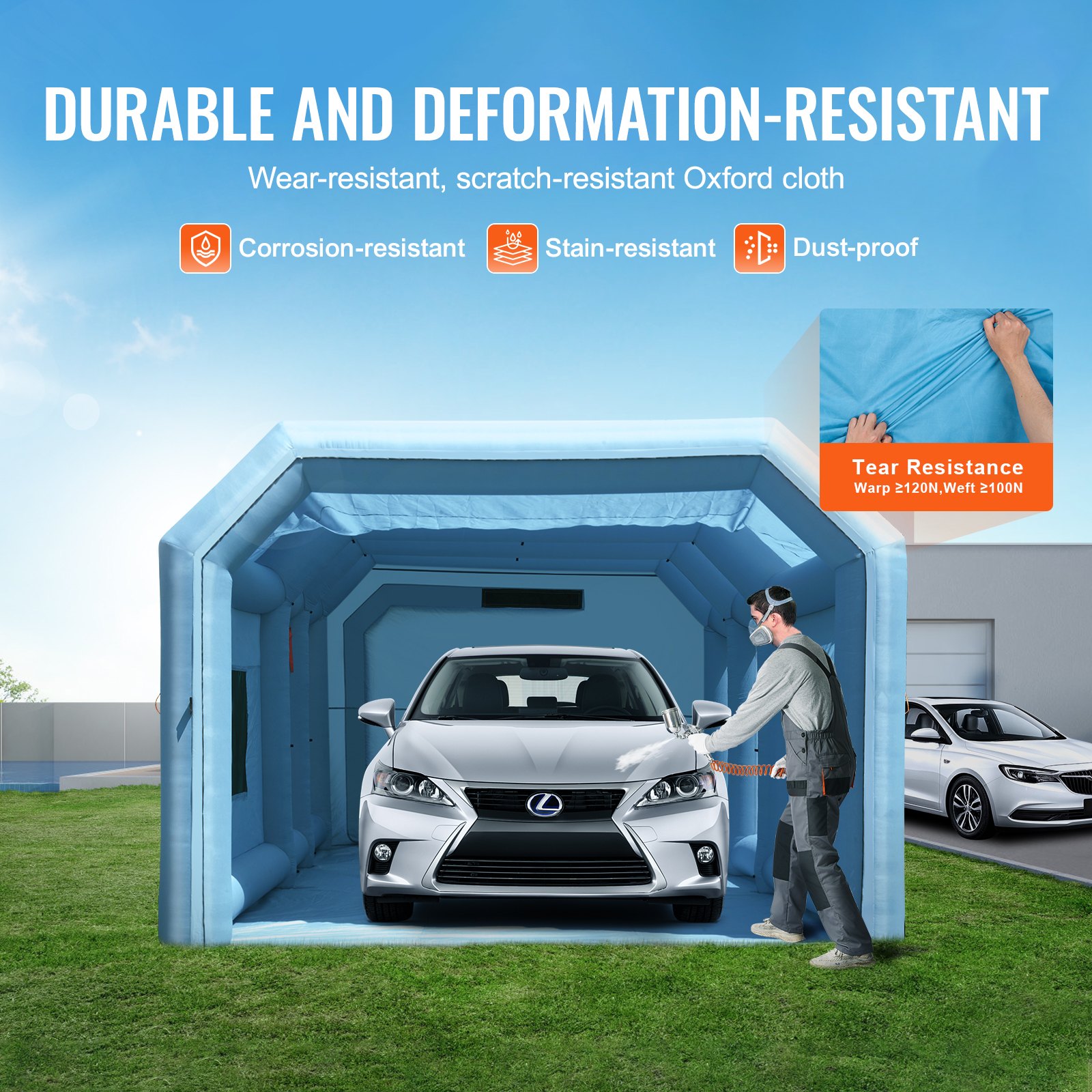 Aufblasbare Lackierkabine, 7 X 4 X 2,75 M Aufblasbare Spritzkabine, Mit 750 W + 480 W Leistungsstarken Gebläsen Und Luftfiltersystem, Tragbare Auto-Lackierkabine Motorräder, Mittelgroße SUVs