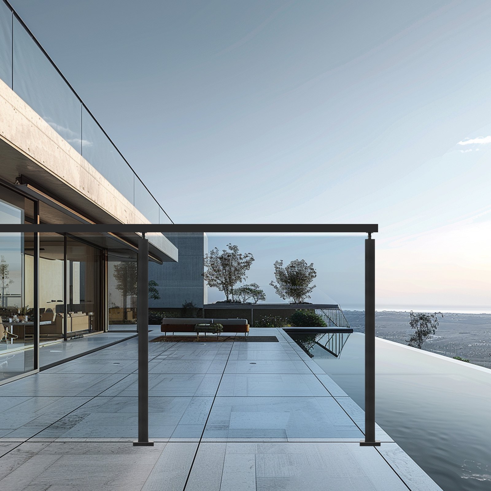 Edelstahl-Glasklemmen – 850 mm hohe Geländer für 10–12 mm Sicherheitsglas, geeignet für Balkon, Garten, Terrasse und Treppen, langlebig und poliert_voghion.com