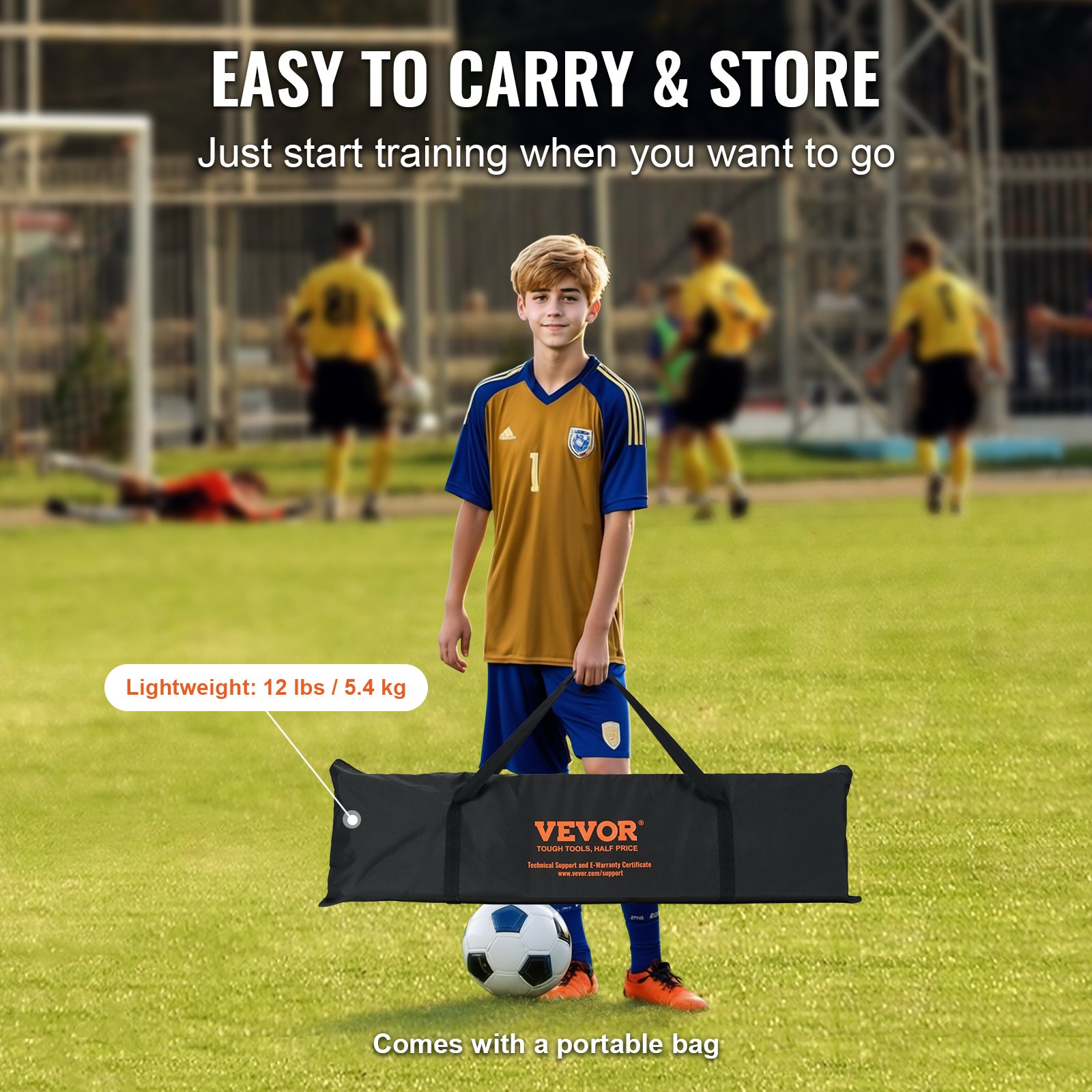 2 In 1 Football Rebounder With Double Nets, Portable Rebound Wall For Soccer, 25.4 X 25.4mm, Adjustable Soccer Goal Rebounder For Kids And Teens_desvips.com