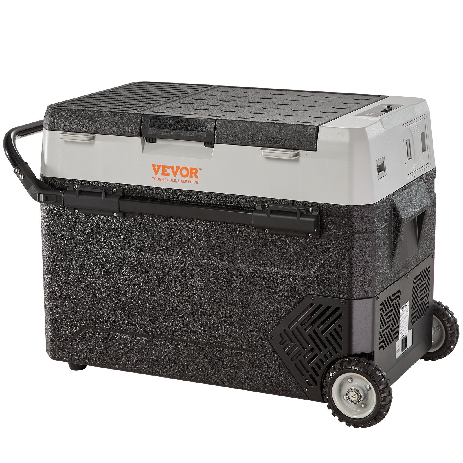 Camping Kühlschrank 53 L Kühlbox, 12 / 24 V Rollbare Elektrische Gefrierbox 2 In 1 Doppelzone, Auto Kühlschrank Kompressor Zum Warmhalten Und Kühlen 60 W Tragbar Handgriff Boot, Lkw, Mobil Grau - Image 1