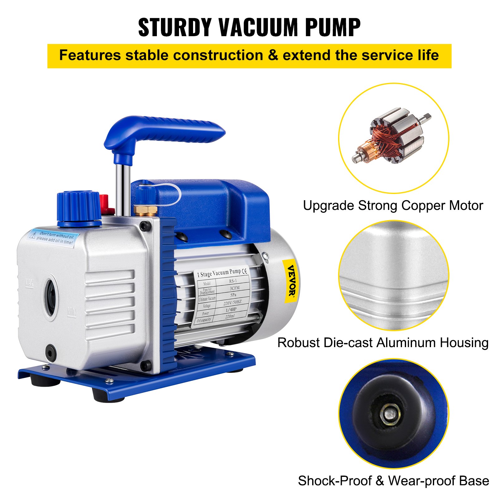 3CFM Vakuumpumpe,1/4HP Vakuumpumpe Unterdruckpumpe, 220 V Unterdruckpumpe Vakuumgeräte Pumpe, 50HZ Unterdruckpumpe Vakuumgeräte Pumpe 3