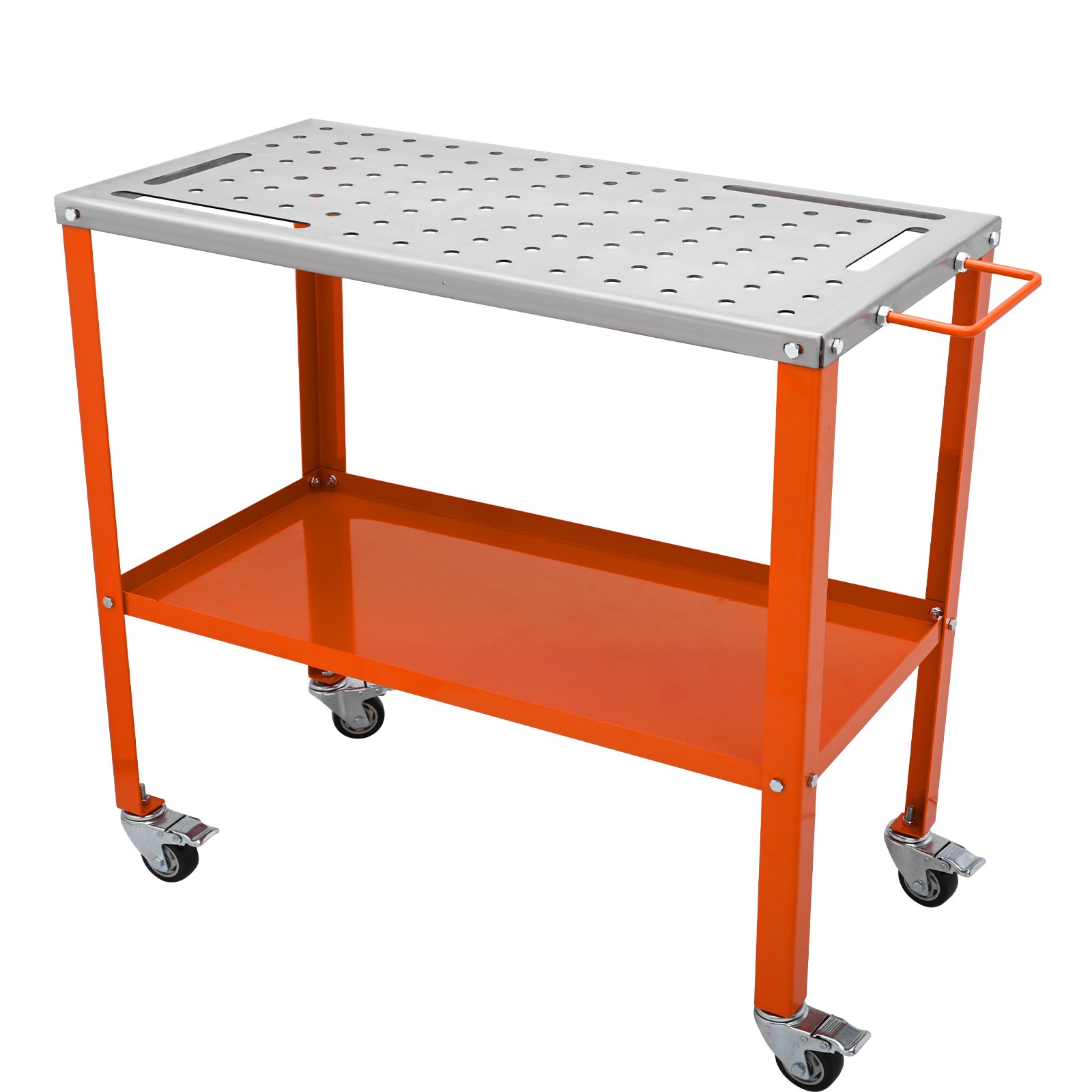 Mobiler Schweißtisch 91,4x45,7cm Schweißwerkbank 544kg Tragfähigkeit Lochtisch 94 Löcher (φ 1,6cm) Werkbank Kohlenstoffstahl Arbeitstisch Schweißwagen Mit Rädern 4 Werkzeugschlitzen_voghion.com