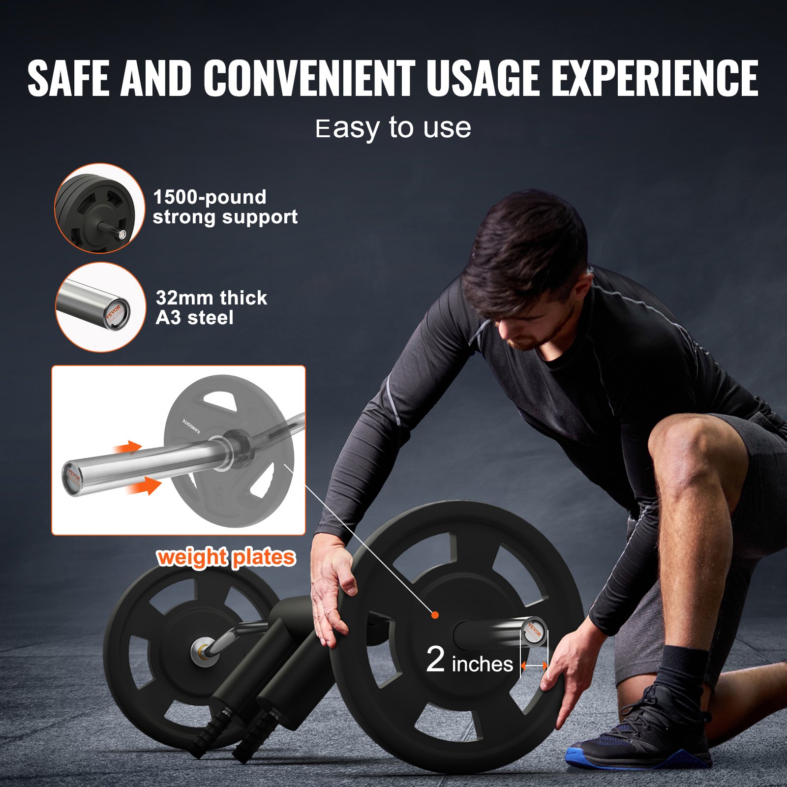 Olympic Weightlifting Barbell - 2210mm Length, 675kg Capacity, Steel Curl Bar, Powerlifting Set For Strength Training_desvips.com