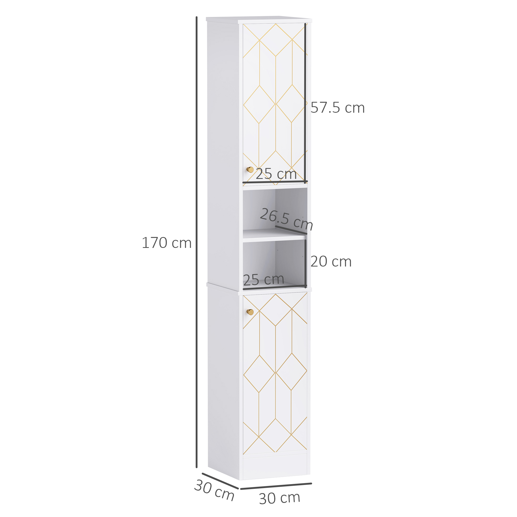 Tall Bathroom Storage Cabinet With Doors, Slim Unit Adjustable Shelves — image 2