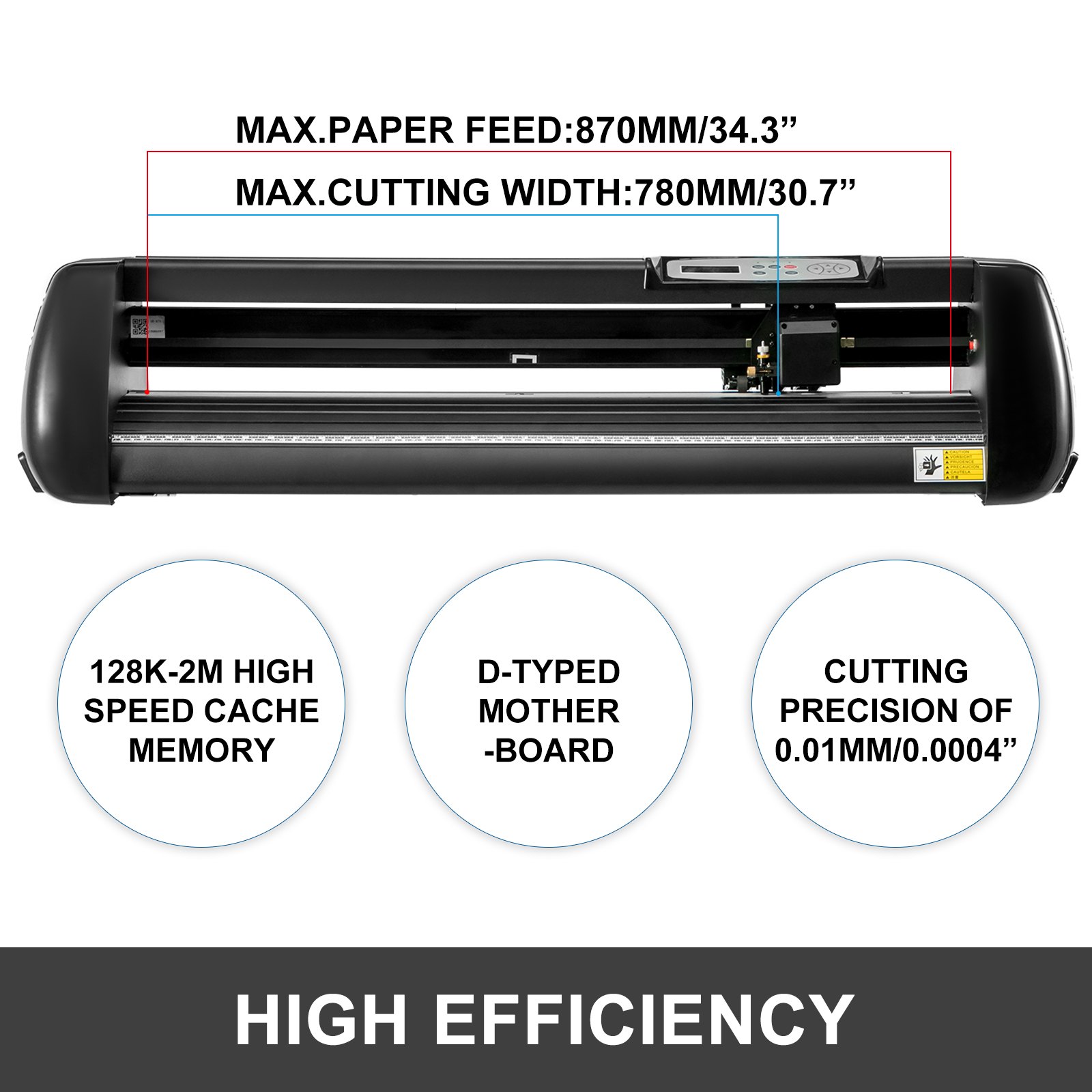 Schneideplotter 870 Mm Folienschneider Vinylschneidemaschine, Plotterschneider, Max. Schneidbreite 780 Mm, Schnittdruck 500g, Geschwindigkeit 800 Mm/s, Hobbyplotter Speicher 128K-2M, Signmaster