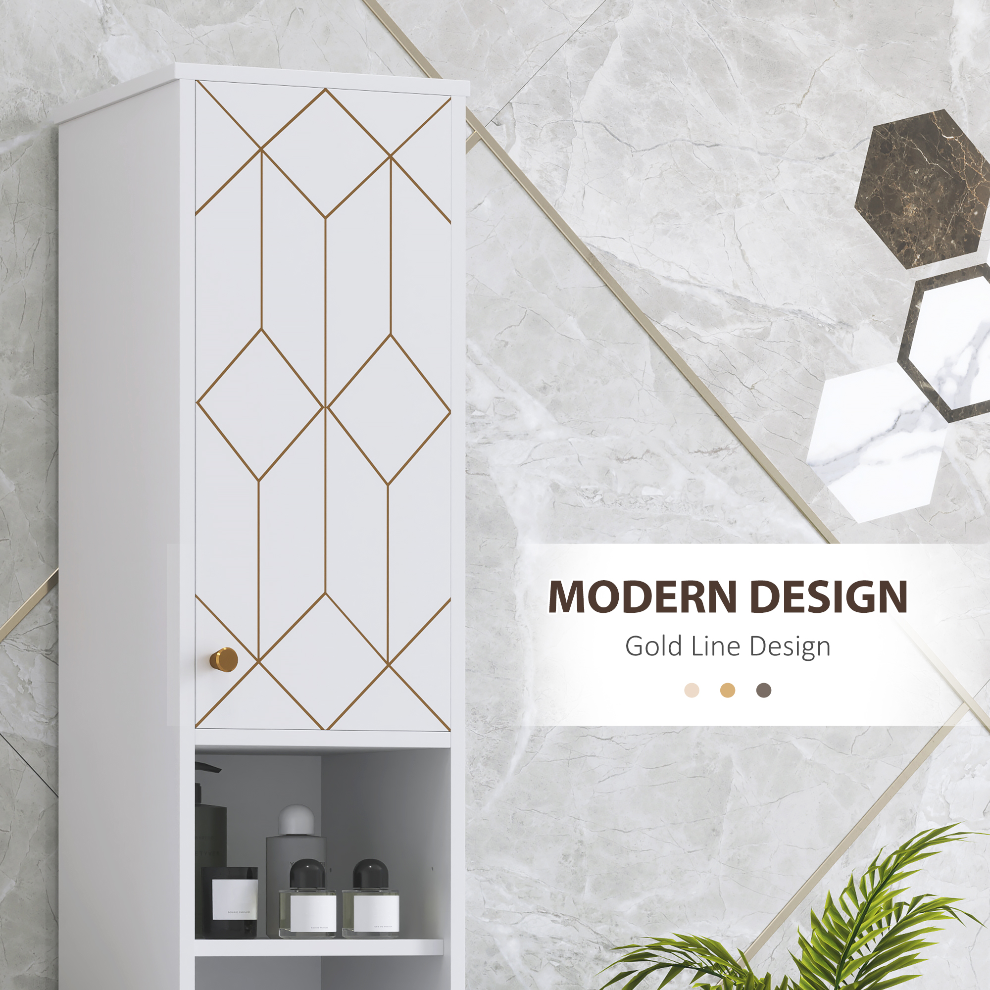 Tall Bathroom Storage Cabinet With Doors, Slim Unit Adjustable Shelves — image 5
