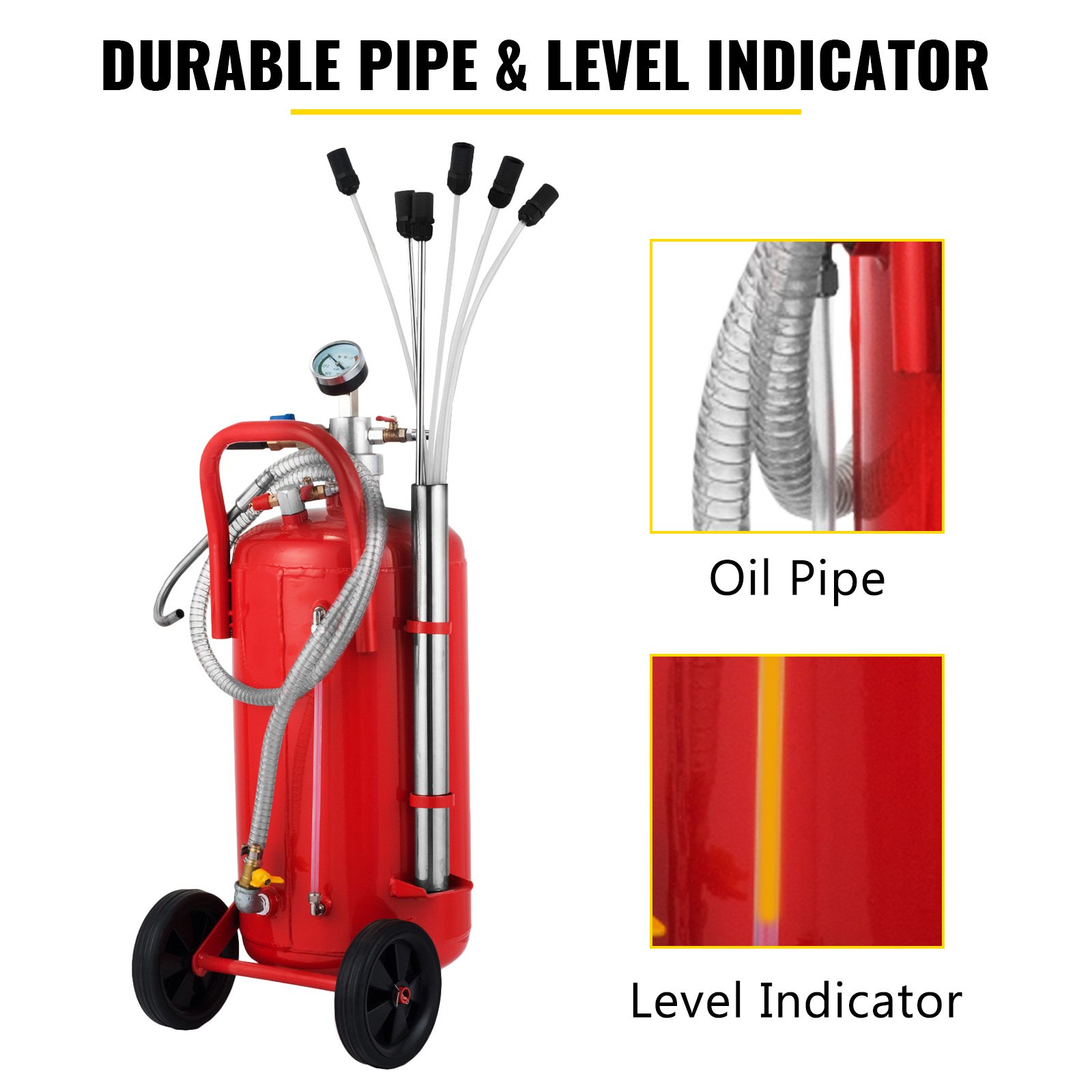 VEVOR 22,7 Liter Vakuumextraktor, 8-10 Bar pneumatische Vakuumpumpe mit 12,5 kg Tragfähigkeit, tragbar mit Hinterrädern_voghion.com