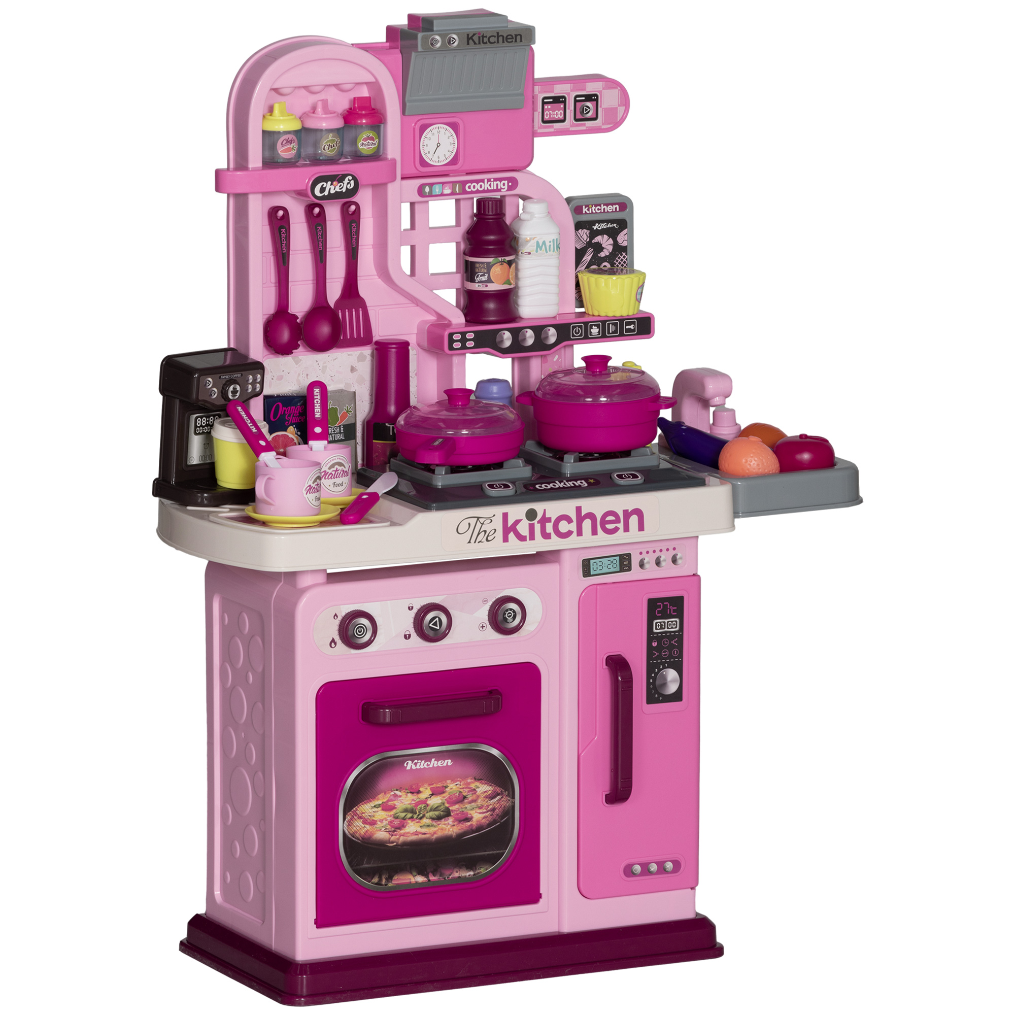 Kids Kitchen With 33 Pieces, Lights, Sounds, Storage, For Ages 3-6 Years, Pink — image 5