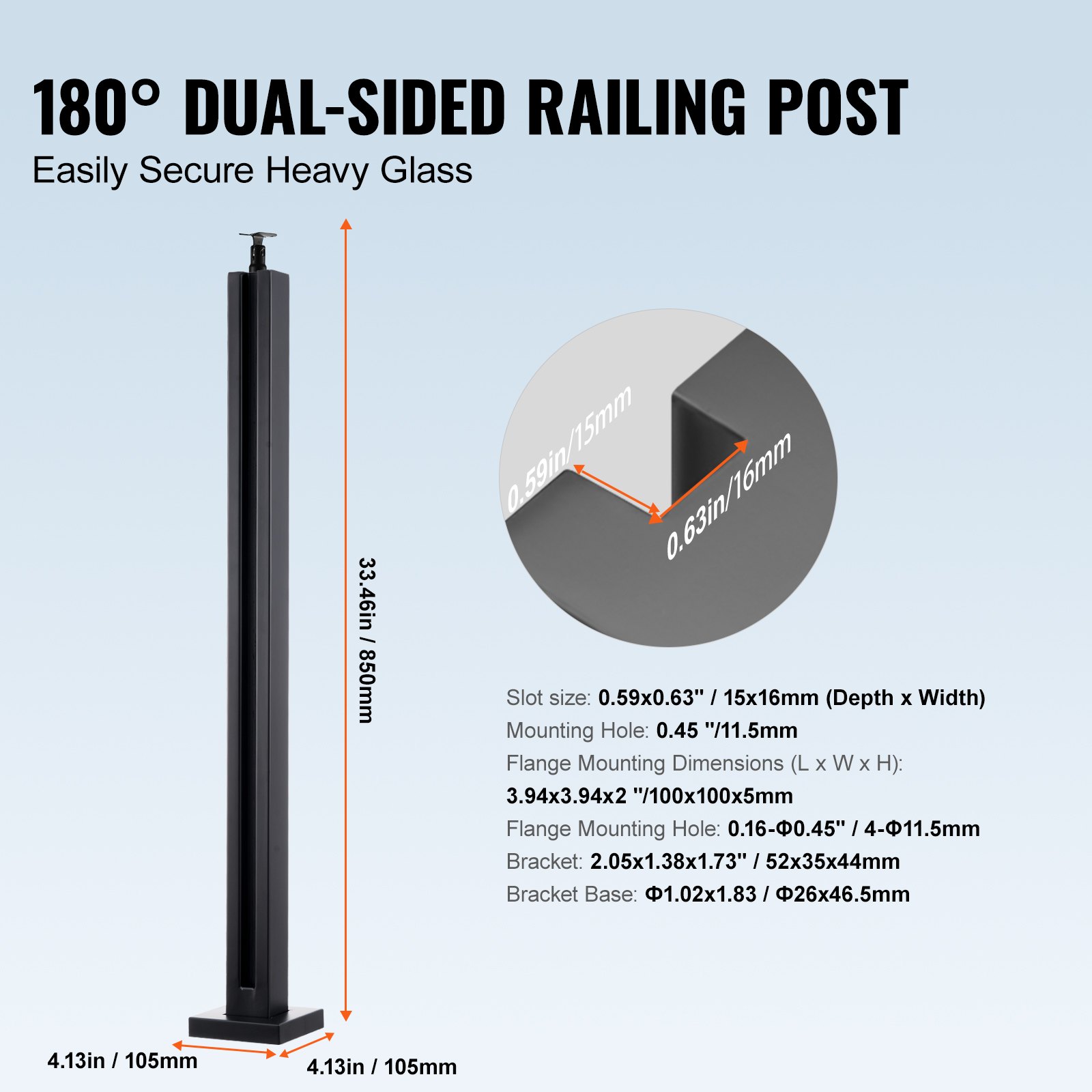 Edelstahl-Glasklemmen – 850 mm hohe Geländer für 10–12 mm Sicherheitsglas, geeignet für Balkon, Garten, Terrasse und Treppen, langlebig und poliert_voghion.com