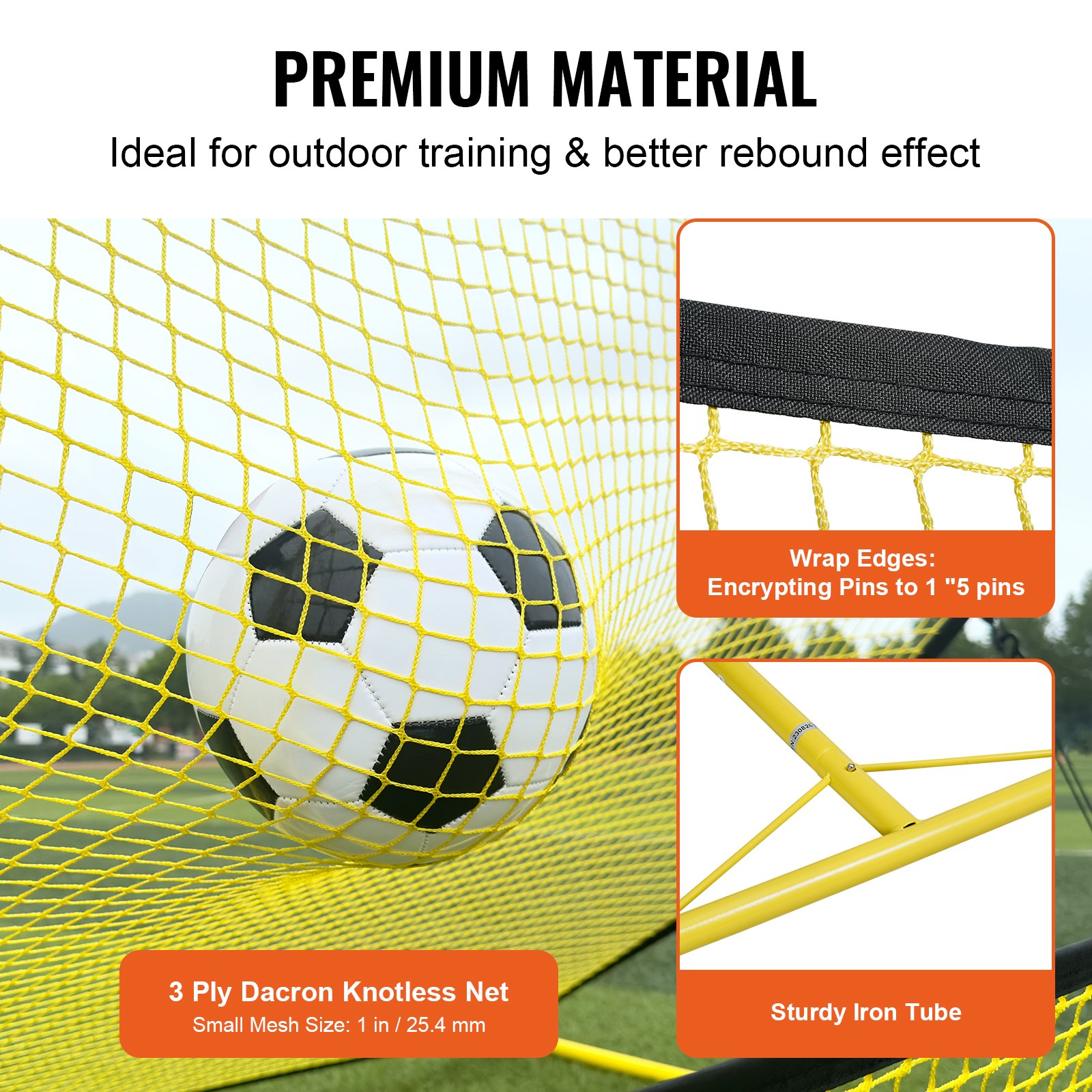 2 In 1 Football Rebounder With Double Nets, Portable Rebound Wall For Soccer, 25.4 X 25.4mm, Adjustable Soccer Goal Rebounder For Kids And Teens_desvips.com