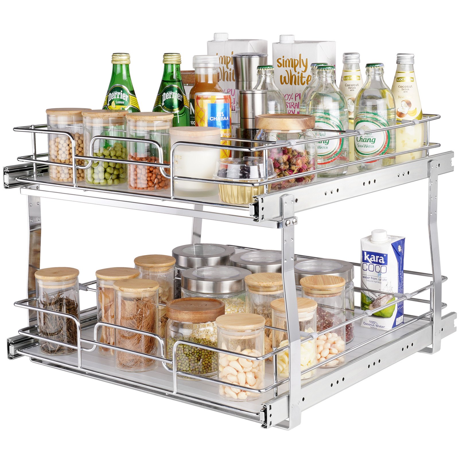 Ausziehbares Gewürzregal (508x533x383 Mm) Spülschrankregal Küchenschrank, Schiebeschublade Waschbecken Gewürzregal Schrank Organizer Unterschrankregal 546x558x457 Mm (Installationsgröße)